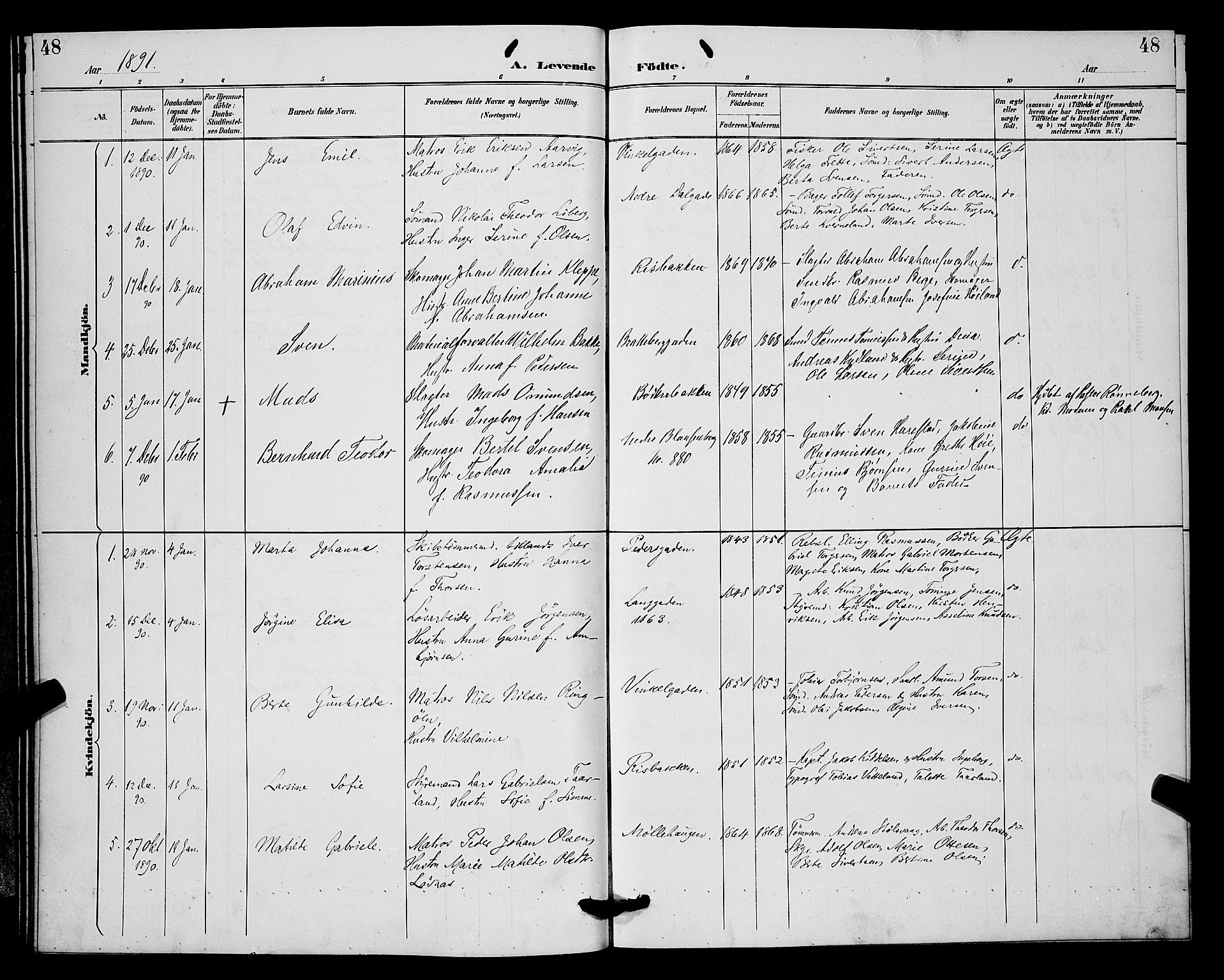St. Johannes sokneprestkontor, SAST/A-101814/001/30/30BB/L0002: Parish register (copy) no. B 2, 1888-1901, p. 48