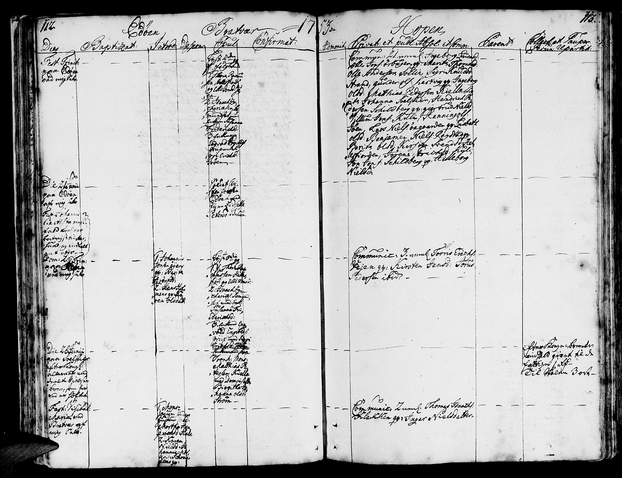 Ministerialprotokoller, klokkerbøker og fødselsregistre - Møre og Romsdal, SAT/A-1454/581/L0931: Parish register (official) no. 581A01, 1751-1765, p. 112-113