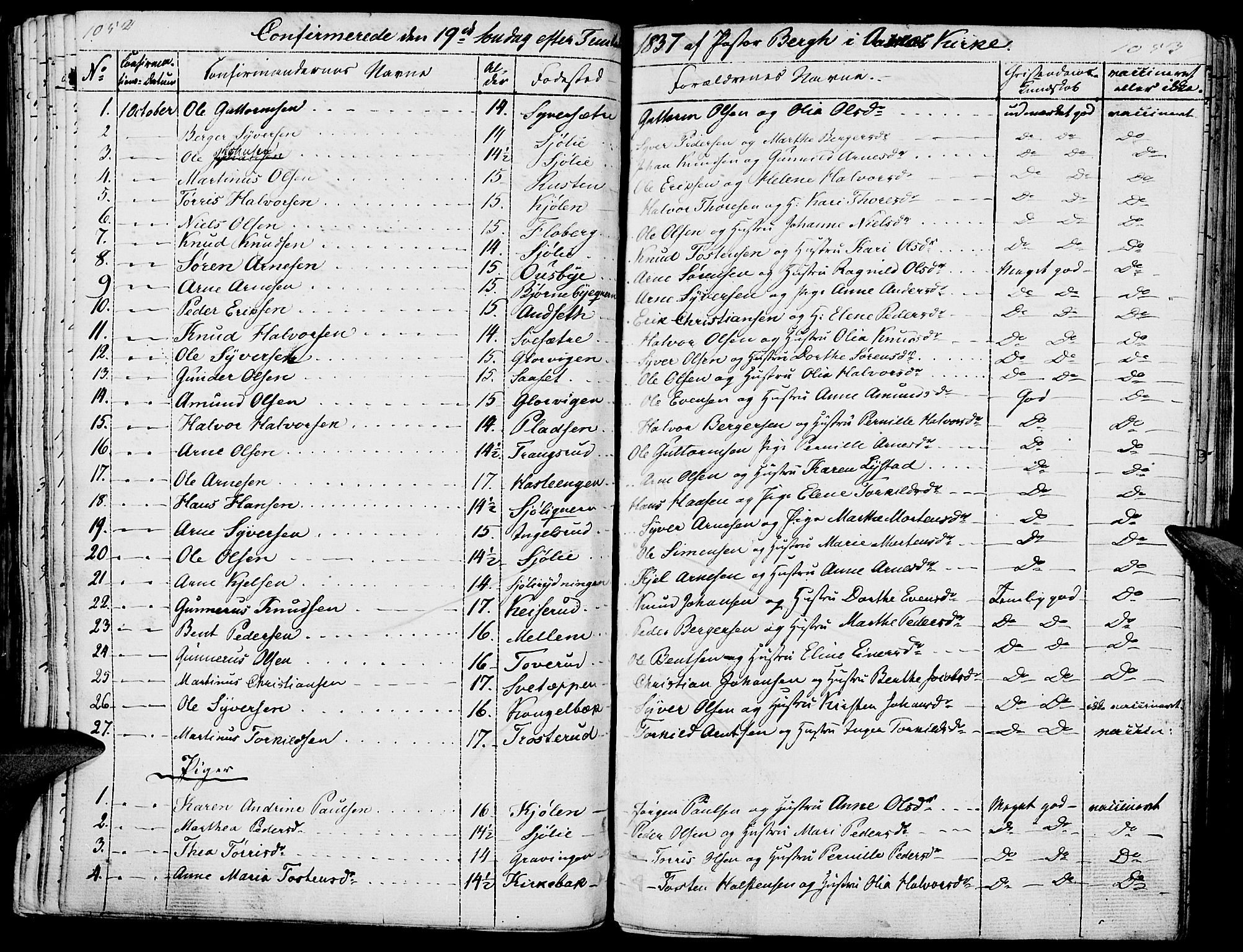 Hof prestekontor, SAH/PREST-038/H/Ha/Haa/L0006: Parish register (official) no. 6, 1822-1841, p. 1052-1053