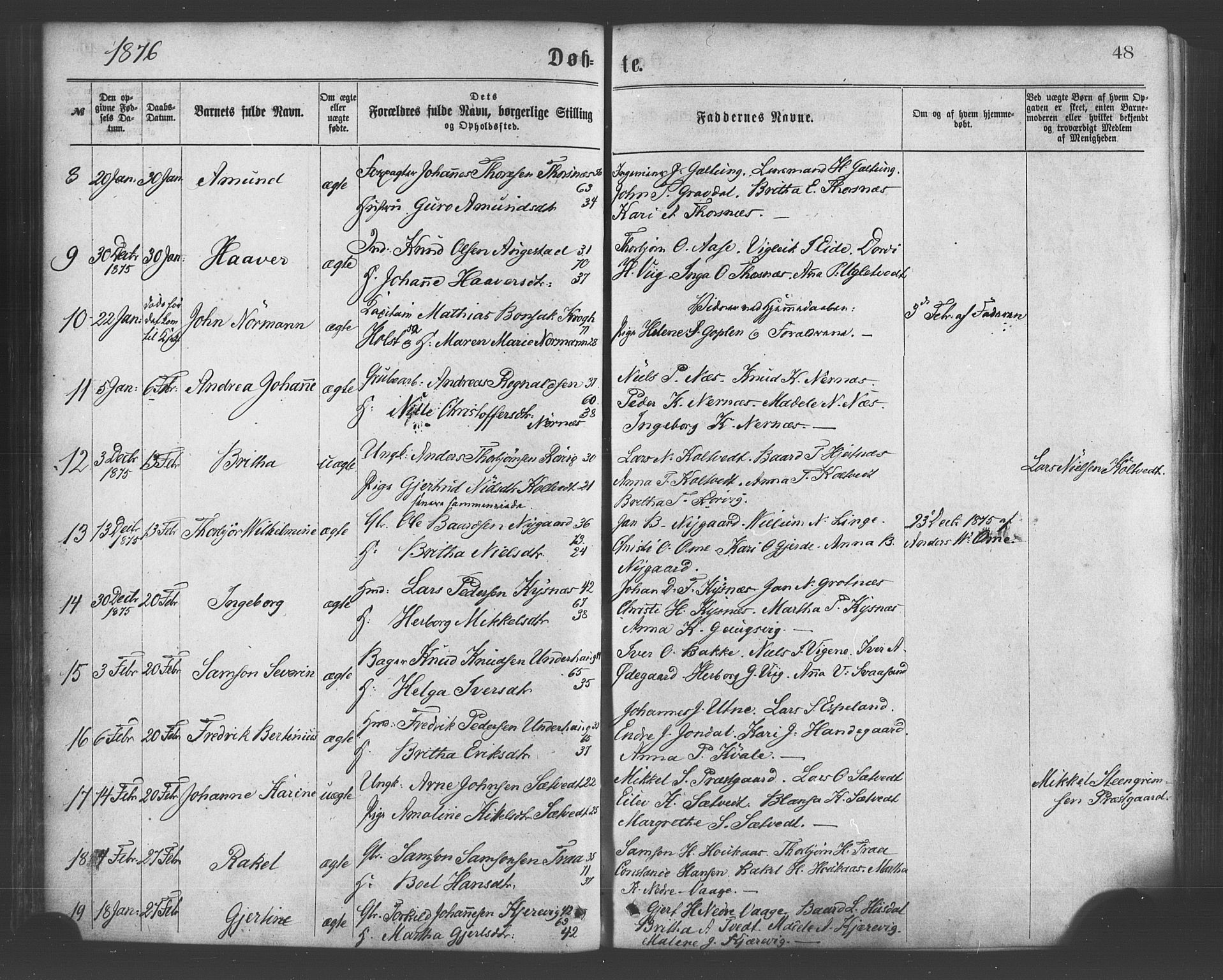 Strandebarm sokneprestembete, AV/SAB-A-78401/H/Haa: Parish register (official) no. A 9, 1872-1886, p. 48