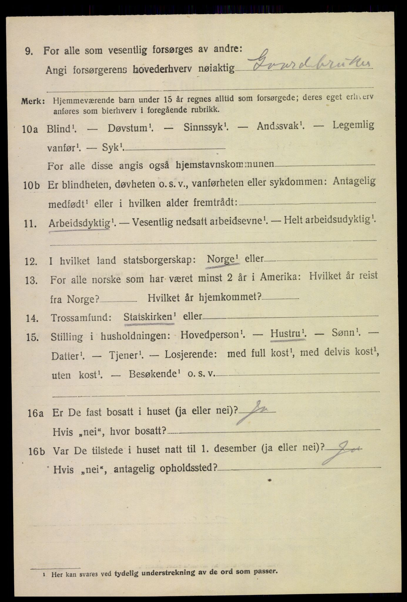 SAK, 1920 census for Fjære, 1920, p. 4860