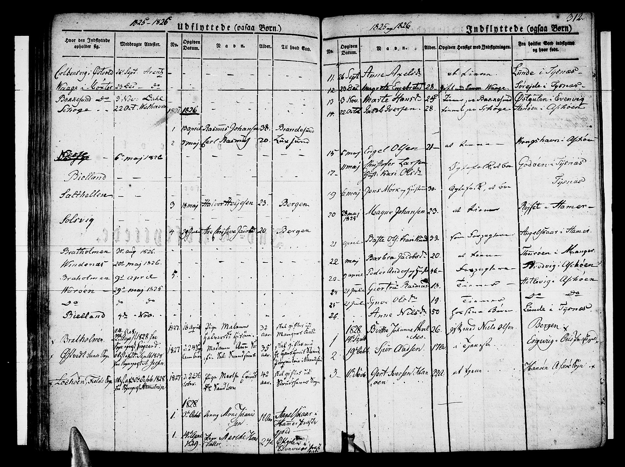 Sund sokneprestembete, SAB/A-99930: Parish register (official) no. A 12, 1825-1835, p. 312