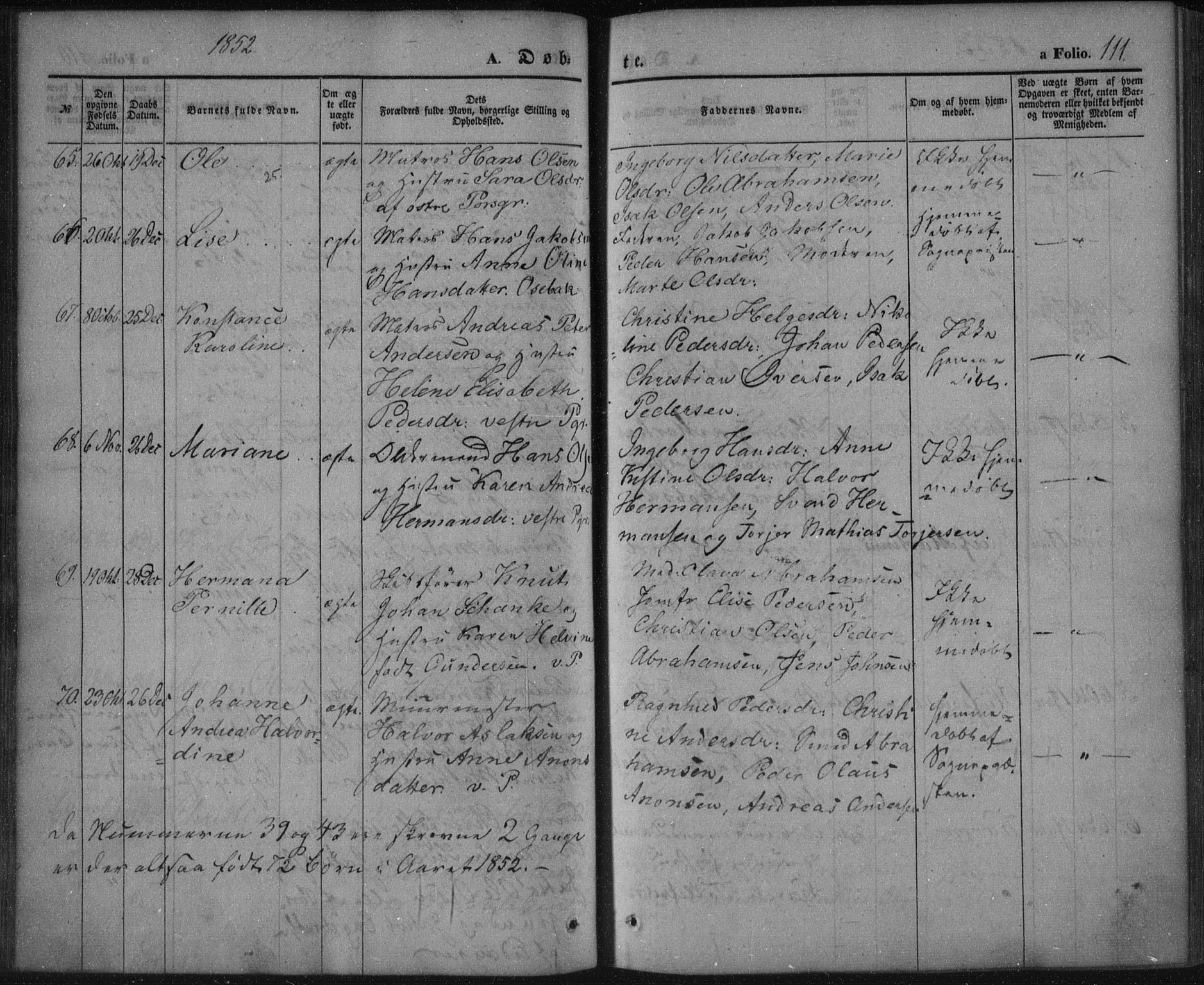 Porsgrunn kirkebøker , SAKO/A-104/F/Fa/L0006: Parish register (official) no. 6, 1841-1857, p. 111