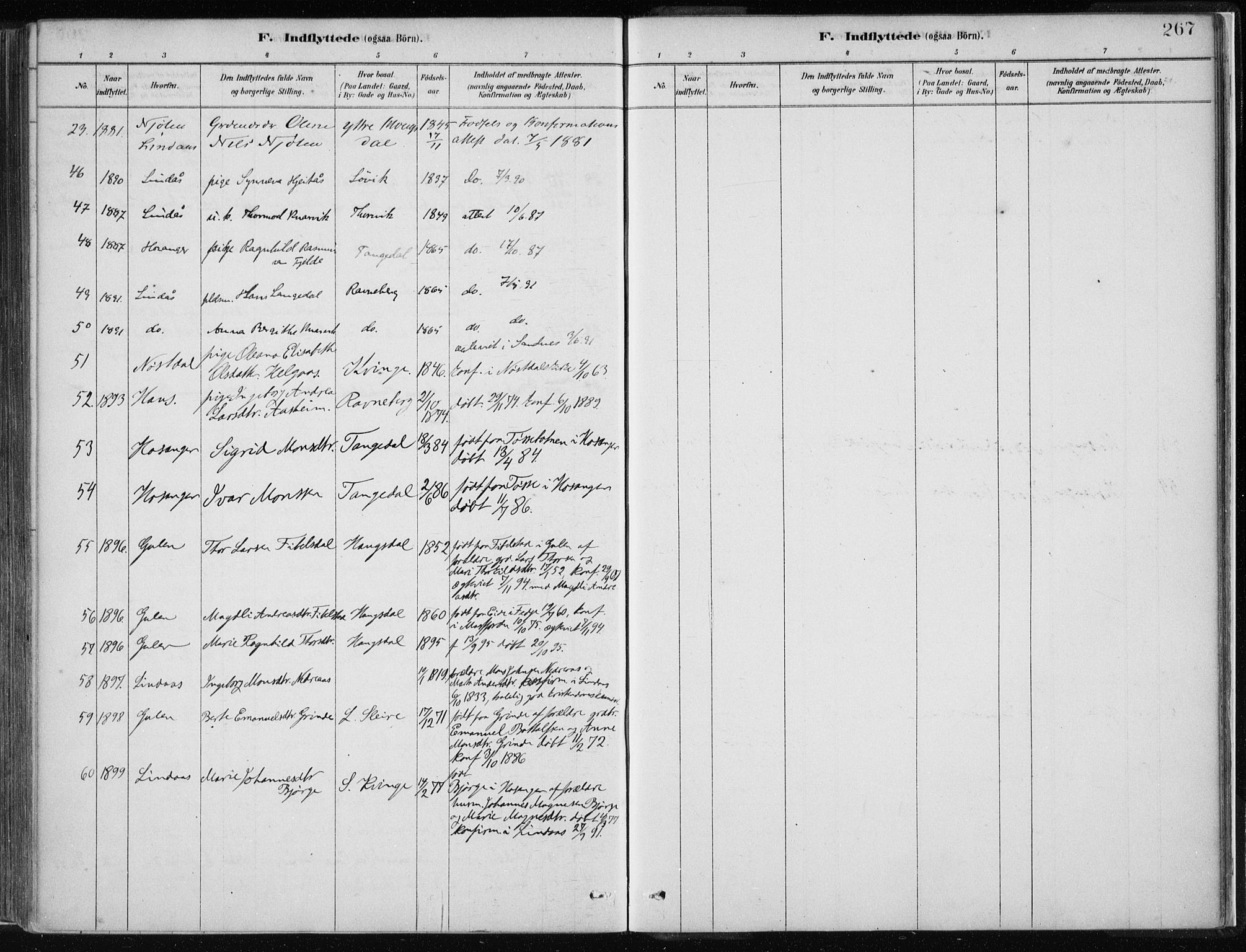 Masfjorden sokneprestembete, AV/SAB-A-77001: Parish register (official) no. B  1, 1876-1899, p. 267