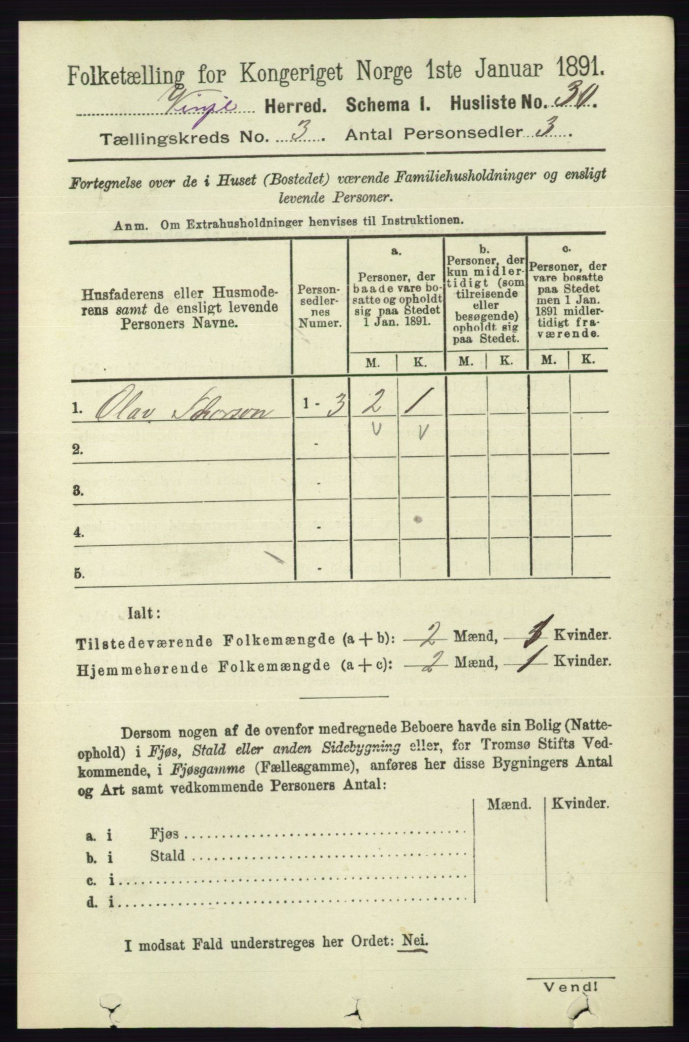 RA, 1891 census for 0834 Vinje, 1891, p. 630