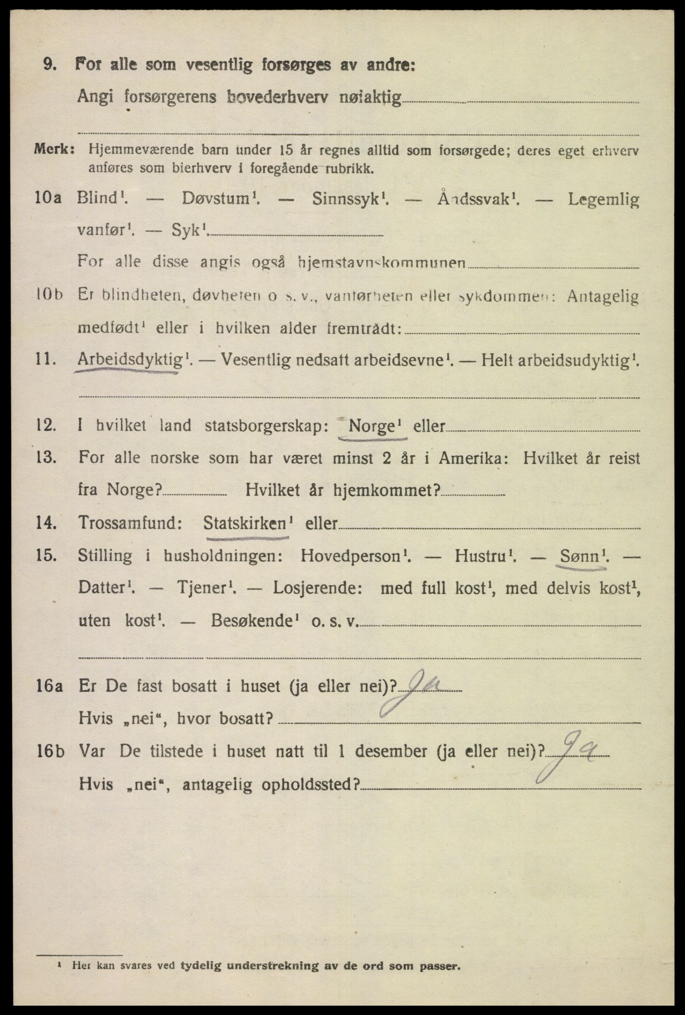 SAK, 1920 census for Herad, 1920, p. 443
