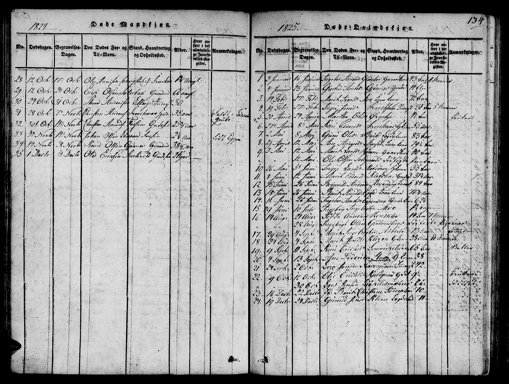 Ministerialprotokoller, klokkerbøker og fødselsregistre - Sør-Trøndelag, SAT/A-1456/668/L0803: Parish register (official) no. 668A03, 1800-1826, p. 134