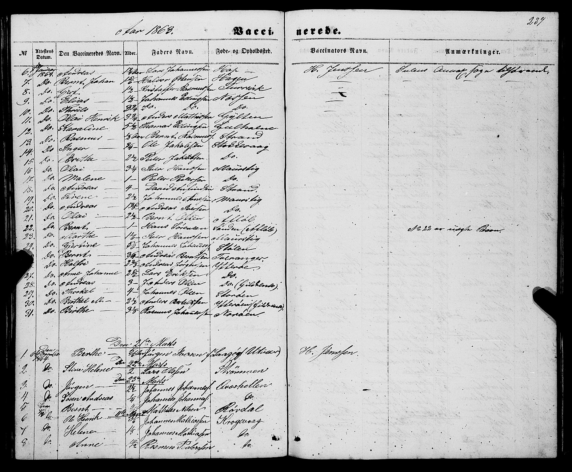 Gulen sokneprestembete, AV/SAB-A-80201/H/Haa/Haaa/L0022: Parish register (official) no. A 22, 1859-1869, p. 289