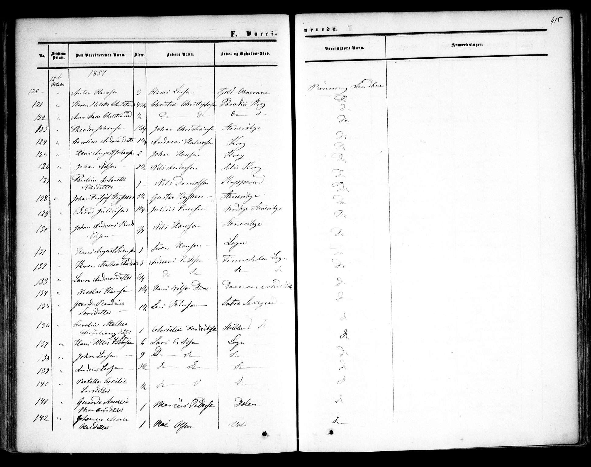 Høland prestekontor Kirkebøker, AV/SAO-A-10346a/F/Fa/L0010: Parish register (official) no. I 10, 1854-1861, p. 415