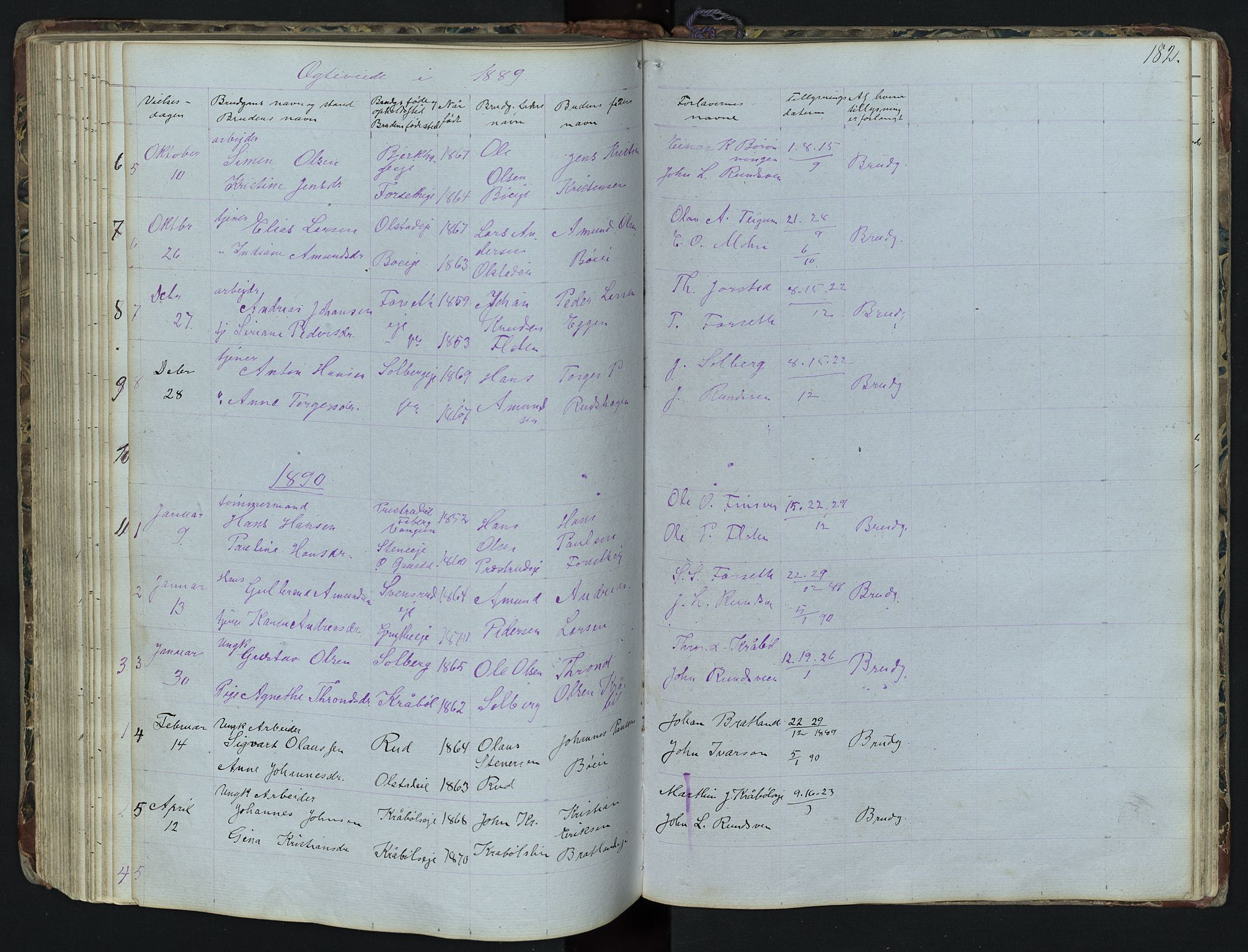 Vestre Gausdal prestekontor, SAH/PREST-094/H/Ha/Hab/L0001: Parish register (copy) no. 1, 1867-1895, p. 182
