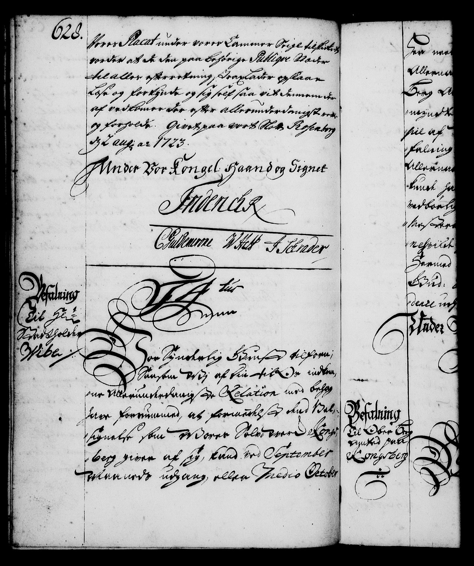 Rentekammeret, Kammerkanselliet, RA/EA-3111/G/Gg/Gga/L0001: Norsk ekspedisjonsprotokoll med register (merket RK 53.1), 1720-1723, p. 628