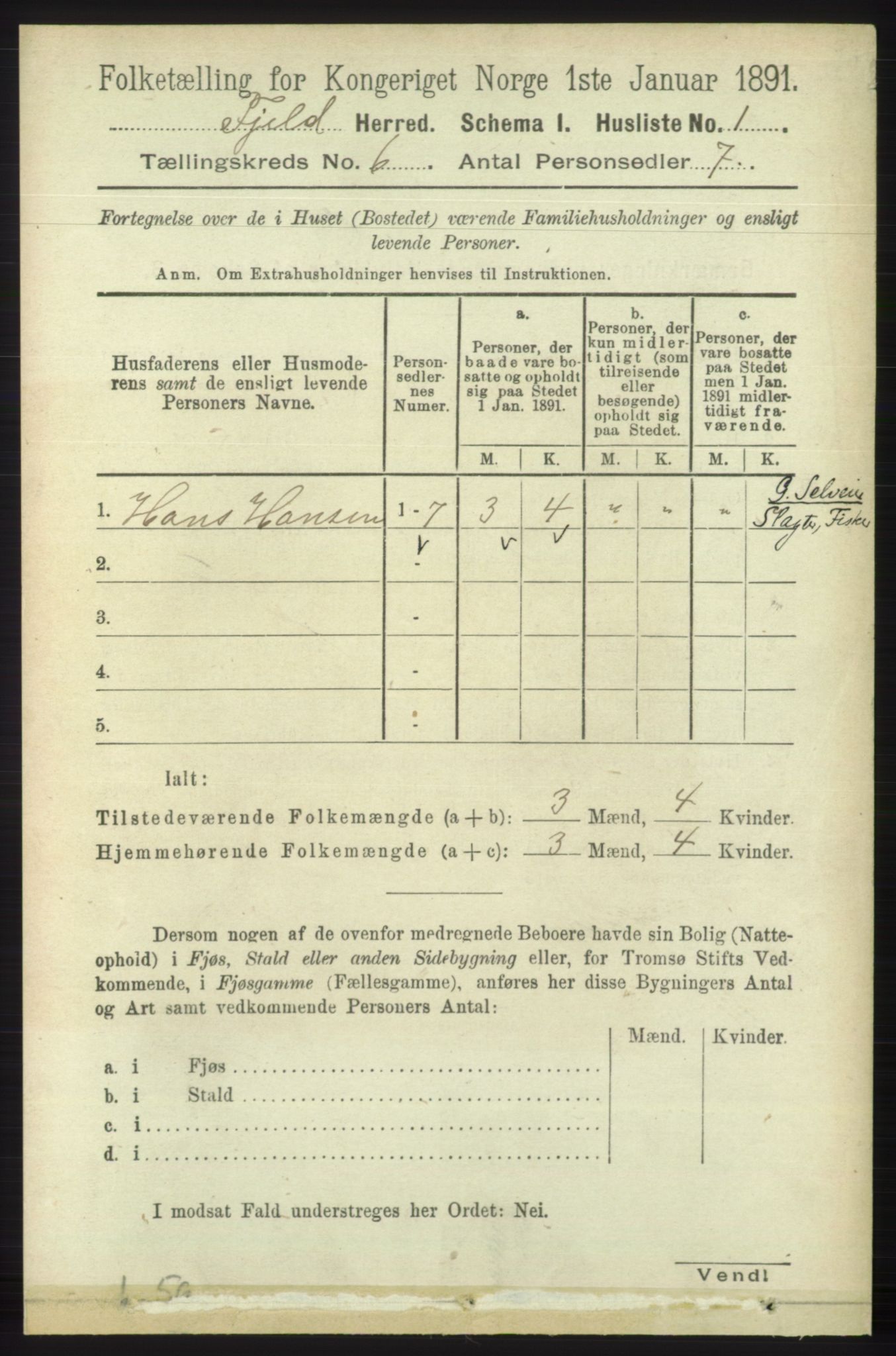 RA, 1891 census for 1246 Fjell, 1891, p. 2941