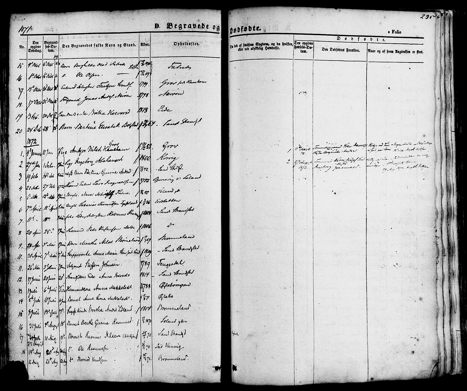 Sand sokneprestkontor, AV/SAST-A-101848/01/III/L0003: Parish register (official) no. A 3, 1854-1879, p. 235