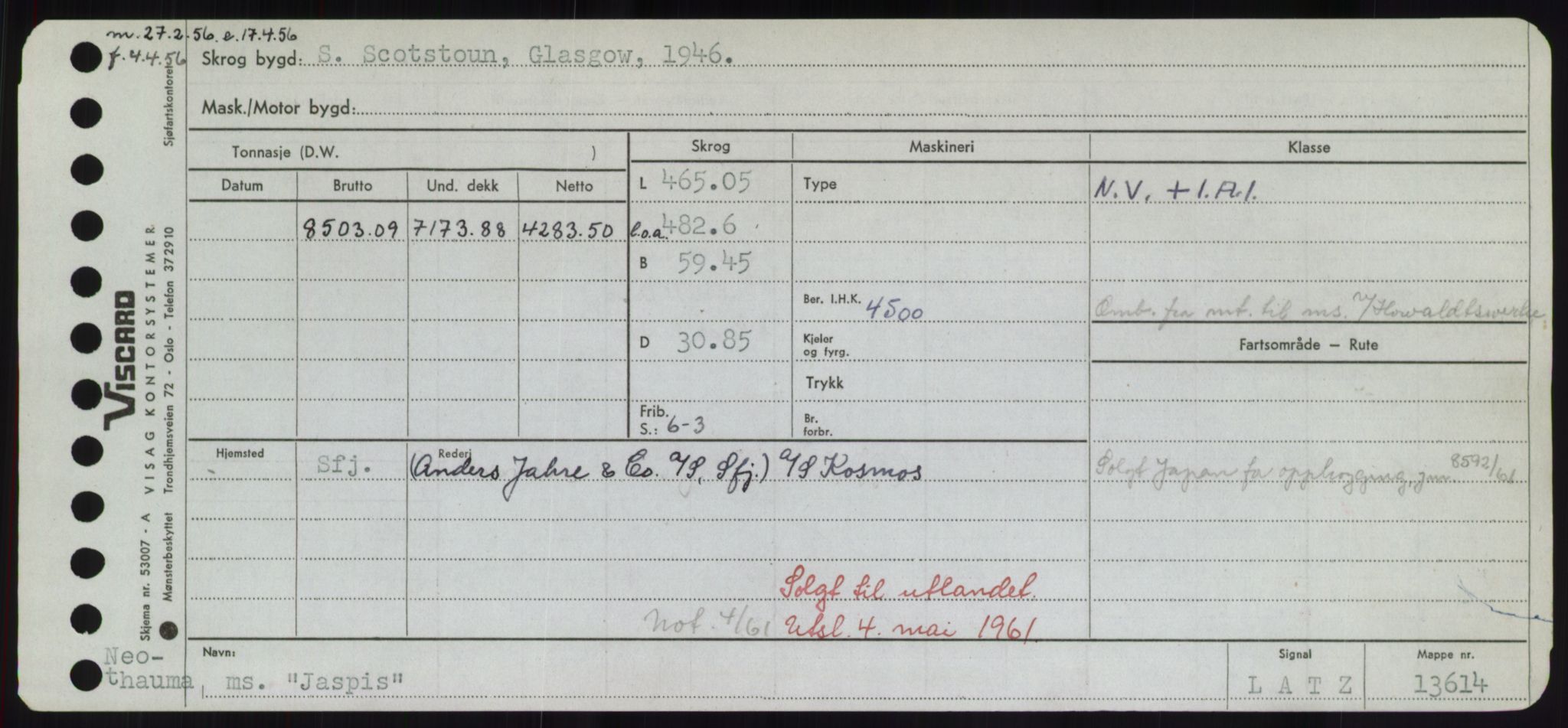 Sjøfartsdirektoratet med forløpere, Skipsmålingen, RA/S-1627/H/Hd/L0019: Fartøy, J, p. 305