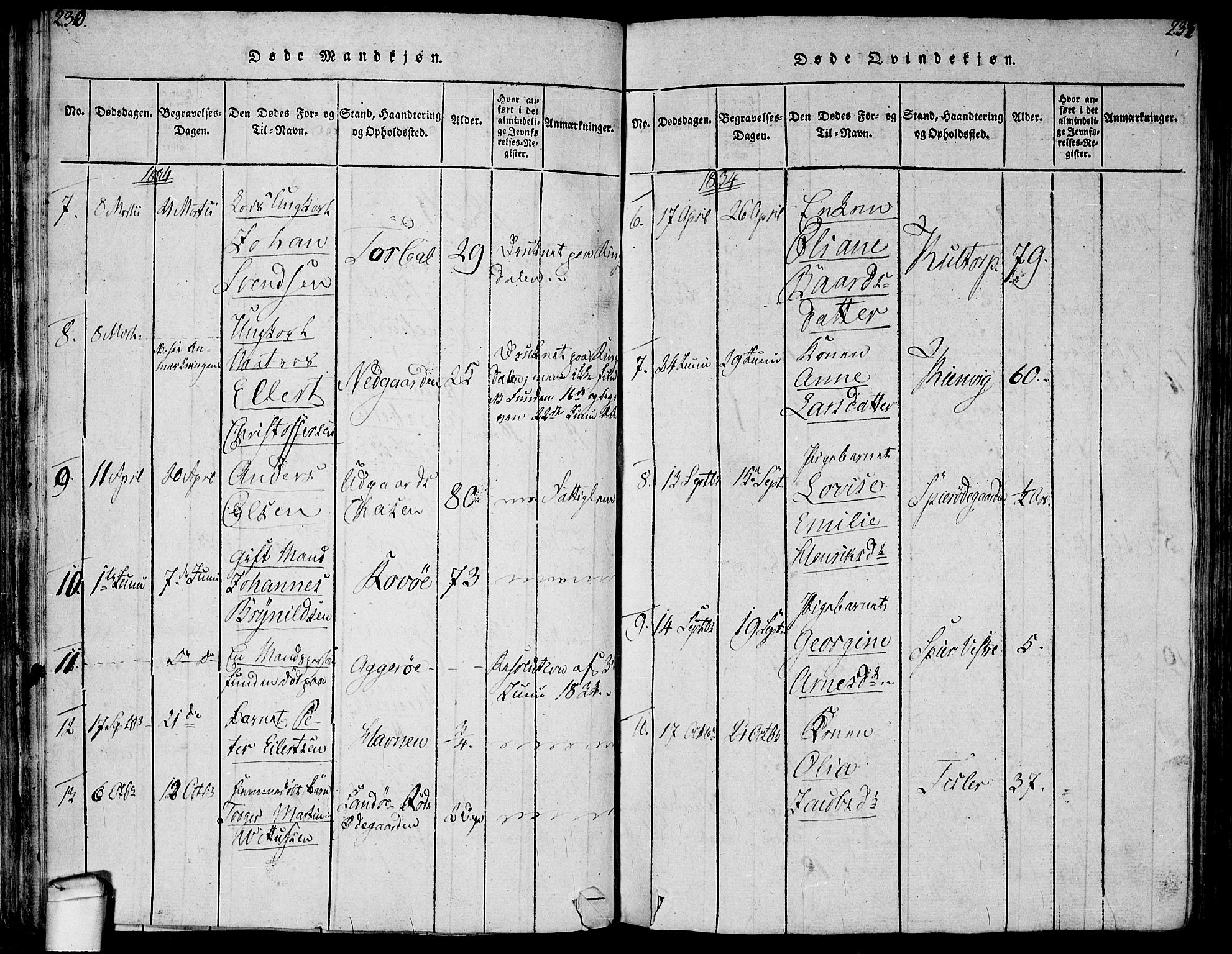 Hvaler prestekontor Kirkebøker, SAO/A-2001/F/Fa/L0005: Parish register (official) no. I 5, 1816-1845, p. 230-231