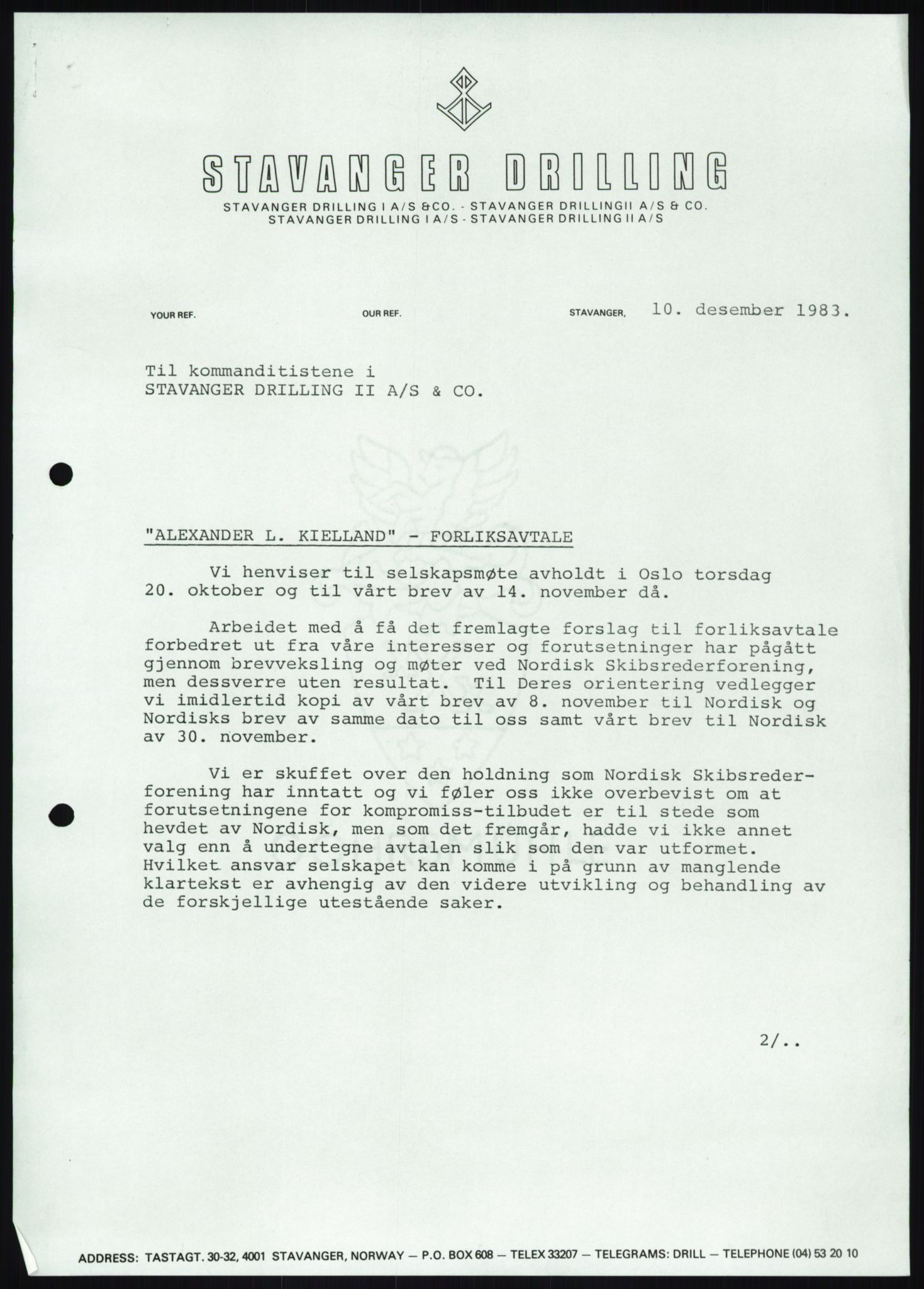 Pa 1503 - Stavanger Drilling AS, SAST/A-101906/A/Ab/Abc/L0009: Styrekorrespondanse Stavanger Drilling II A/S, 1981-1983, p. 434