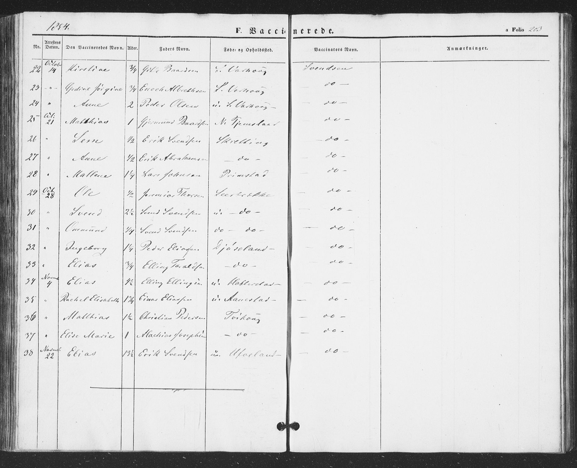 Hå sokneprestkontor, AV/SAST-A-101801/001/30BA/L0007: Parish register (official) no. A 6, 1842-1855, p. 203