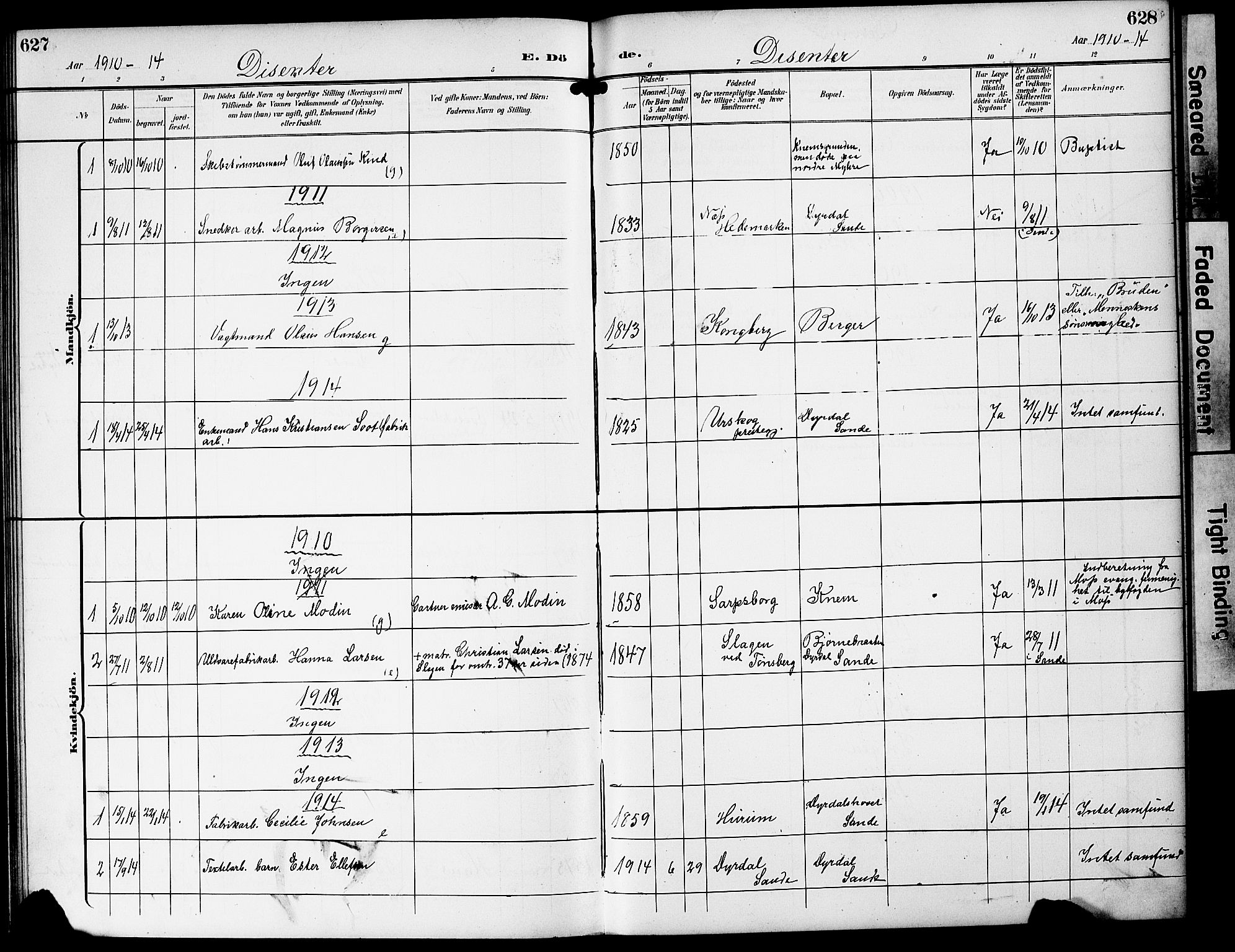 Strømm kirkebøker, AV/SAKO-A-322/G/Ga/L0004: Parish register (copy) no. I 4, 1897-1927, p. 627-628