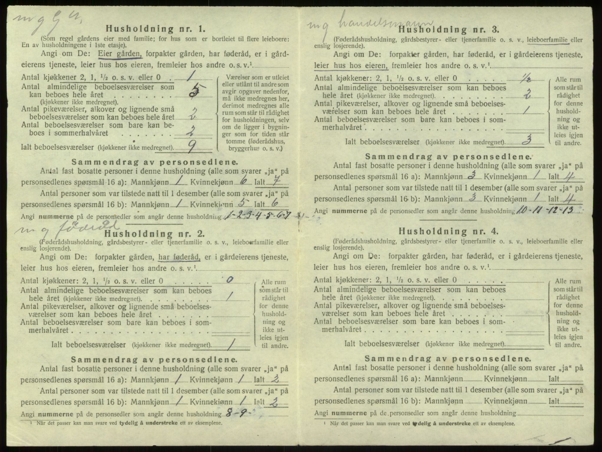 SAB, 1920 census for Modalen, 1920, p. 53