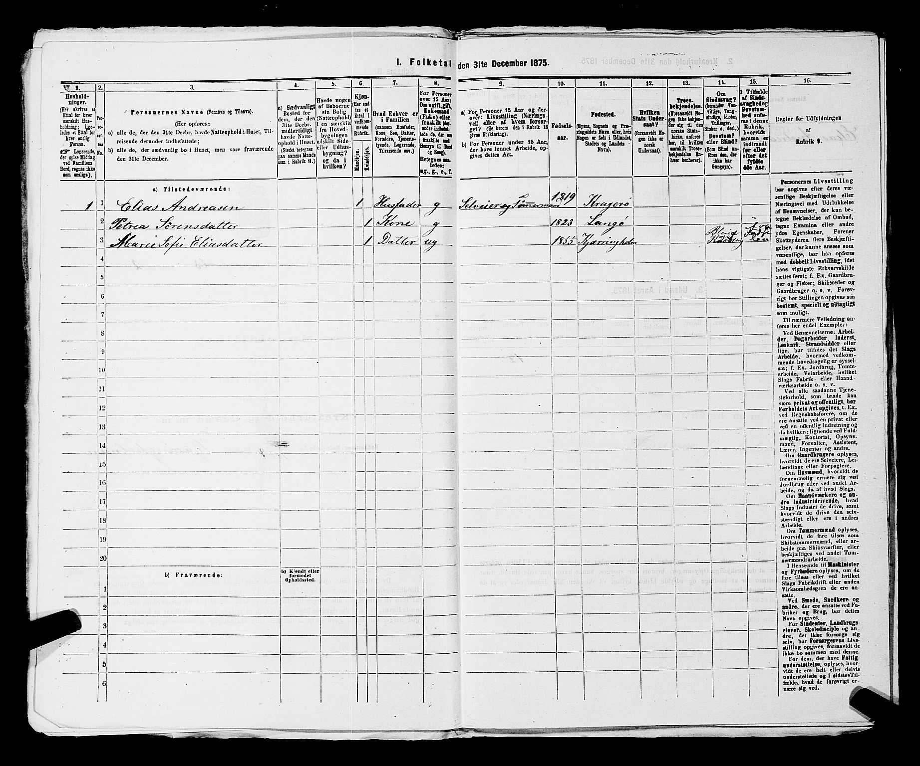 SAKO, 1875 census for 0816P Sannidal, 1875, p. 1830