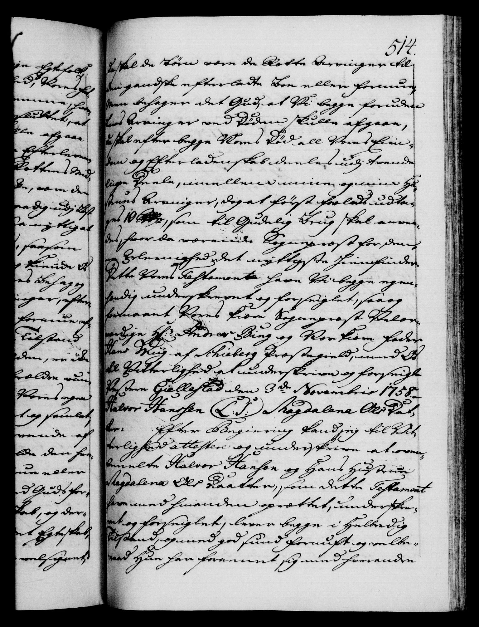 Danske Kanselli 1572-1799, AV/RA-EA-3023/F/Fc/Fca/Fcaa/L0040: Norske registre, 1757-1759, p. 514a