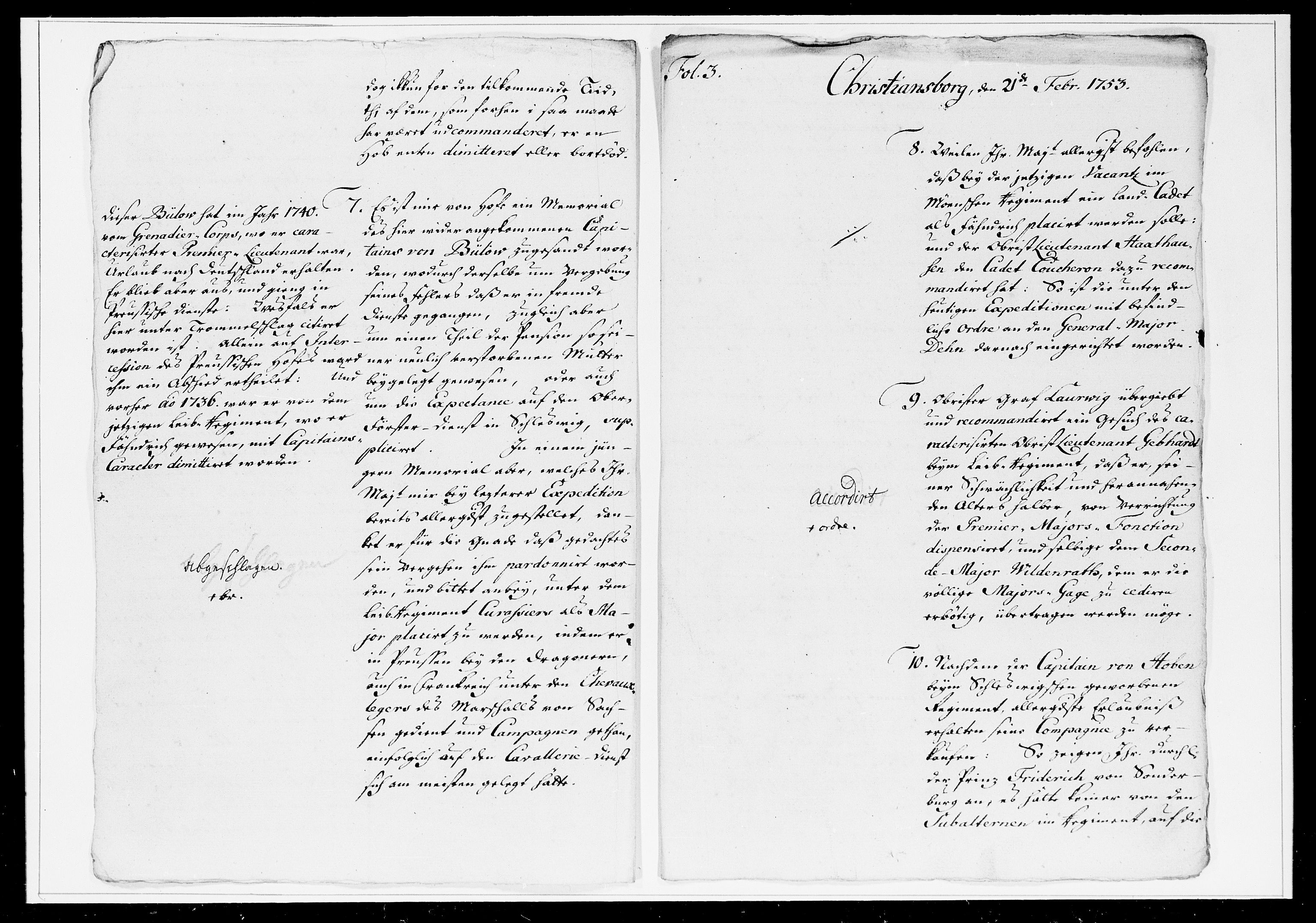 Krigskollegiet, Krigskancelliet, DRA/A-0006/-/1241-1247: Refererede sager, 1753, p. 43