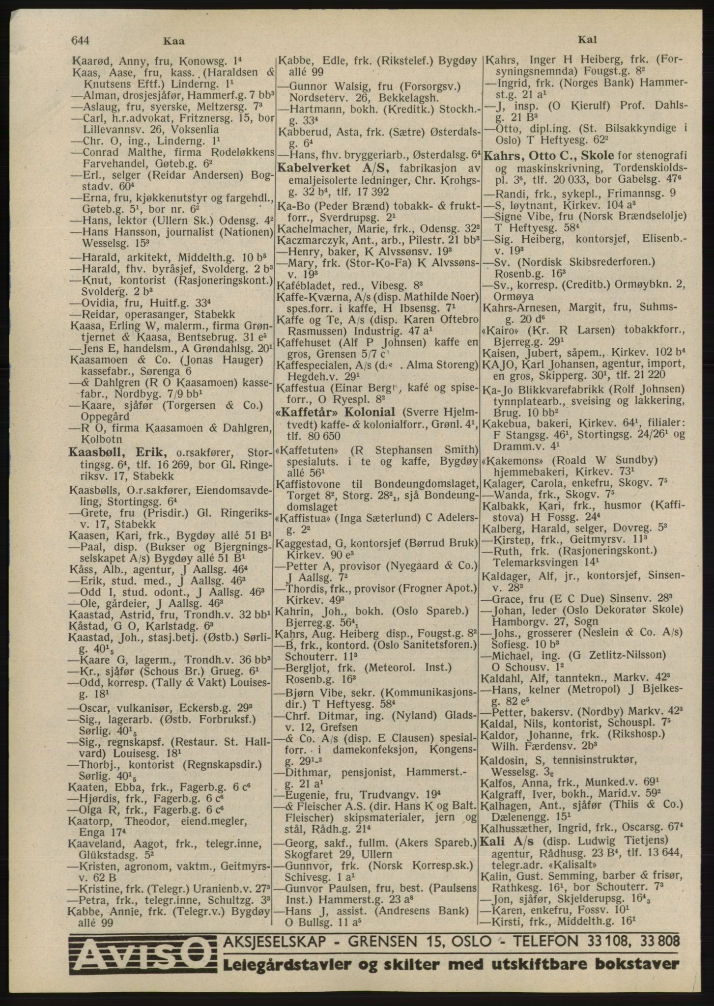 Kristiania/Oslo adressebok, PUBL/-, 1945, p. 640