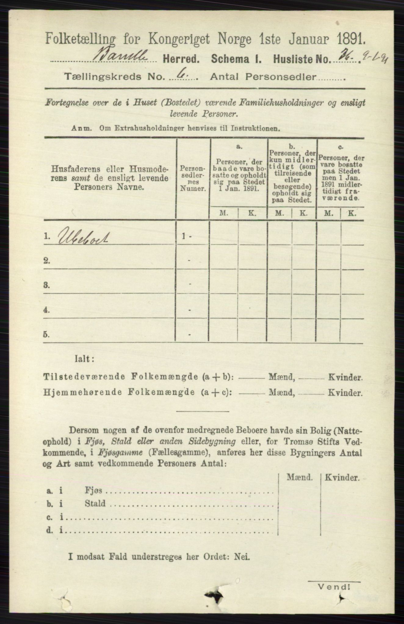 RA, 1891 census for 0814 Bamble, 1891, p. 2691