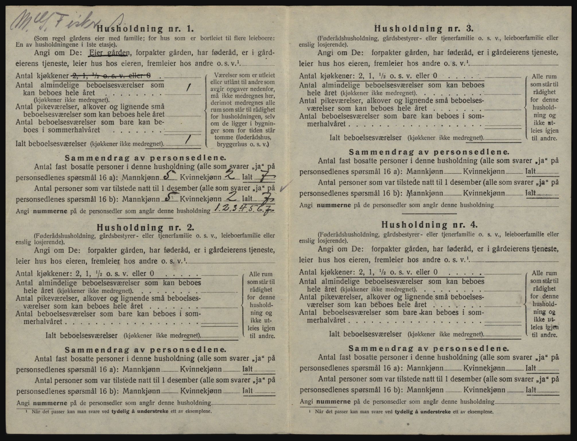 SATØ, 1920 census for Tana, 1920, p. 25