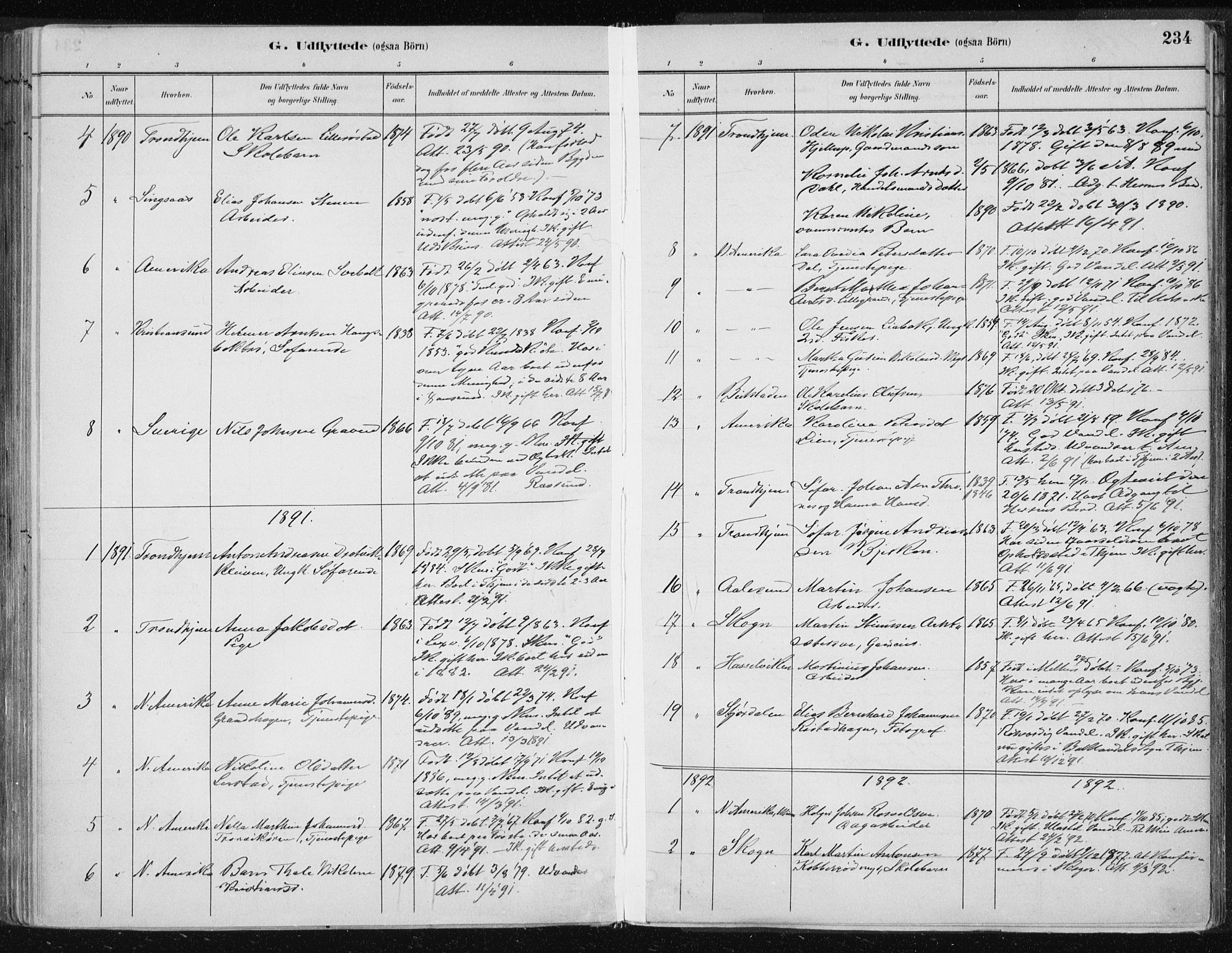 Ministerialprotokoller, klokkerbøker og fødselsregistre - Nord-Trøndelag, SAT/A-1458/701/L0010: Parish register (official) no. 701A10, 1883-1899, p. 234