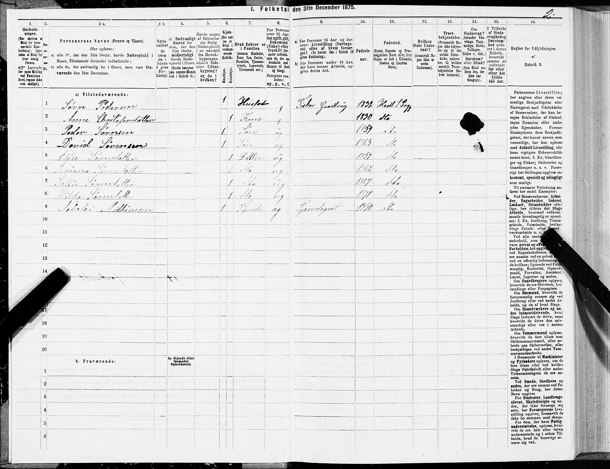 SAT, 1875 census for 1866P Hadsel, 1875, p. 3002