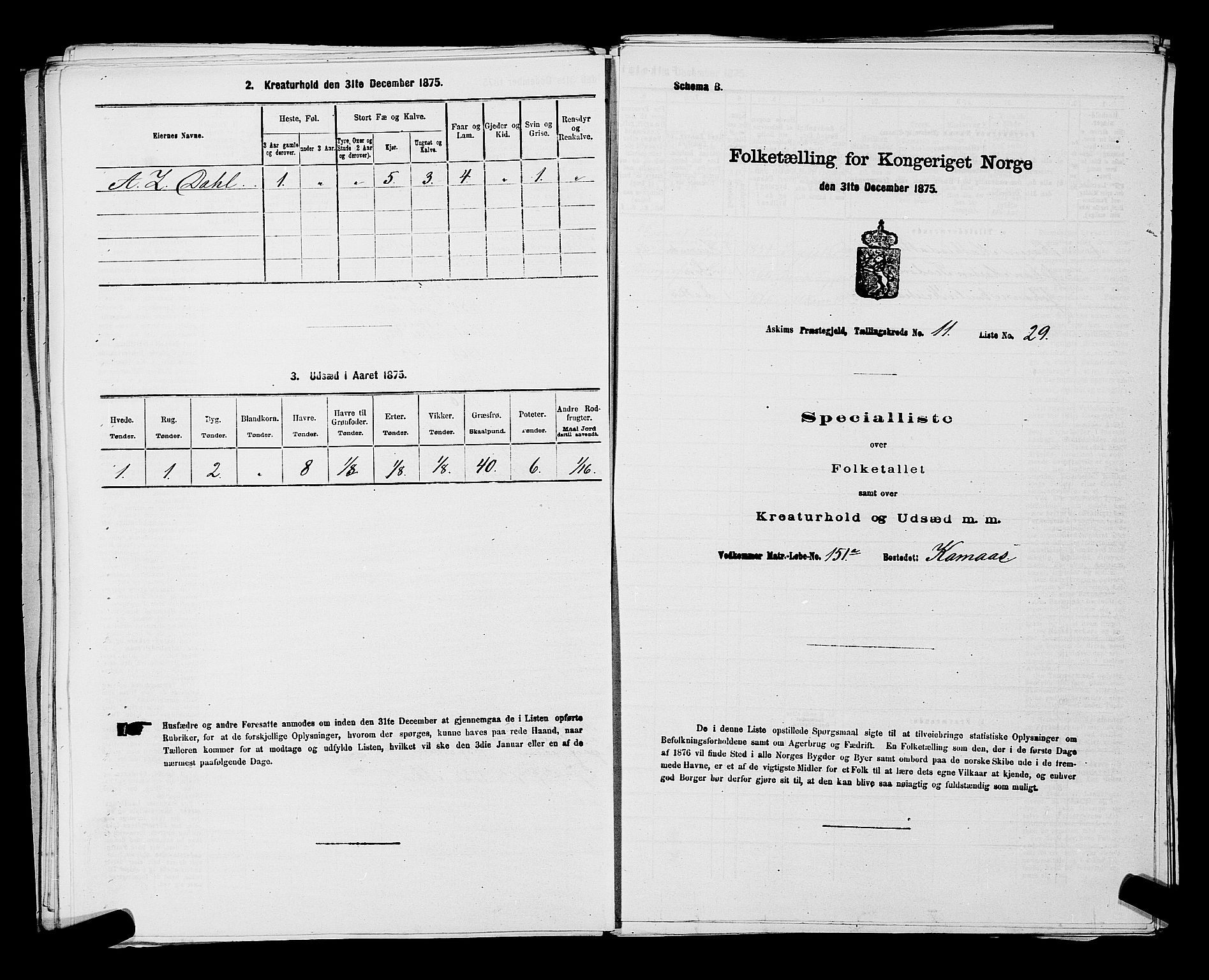 RA, 1875 census for 0124P Askim, 1875, p. 750