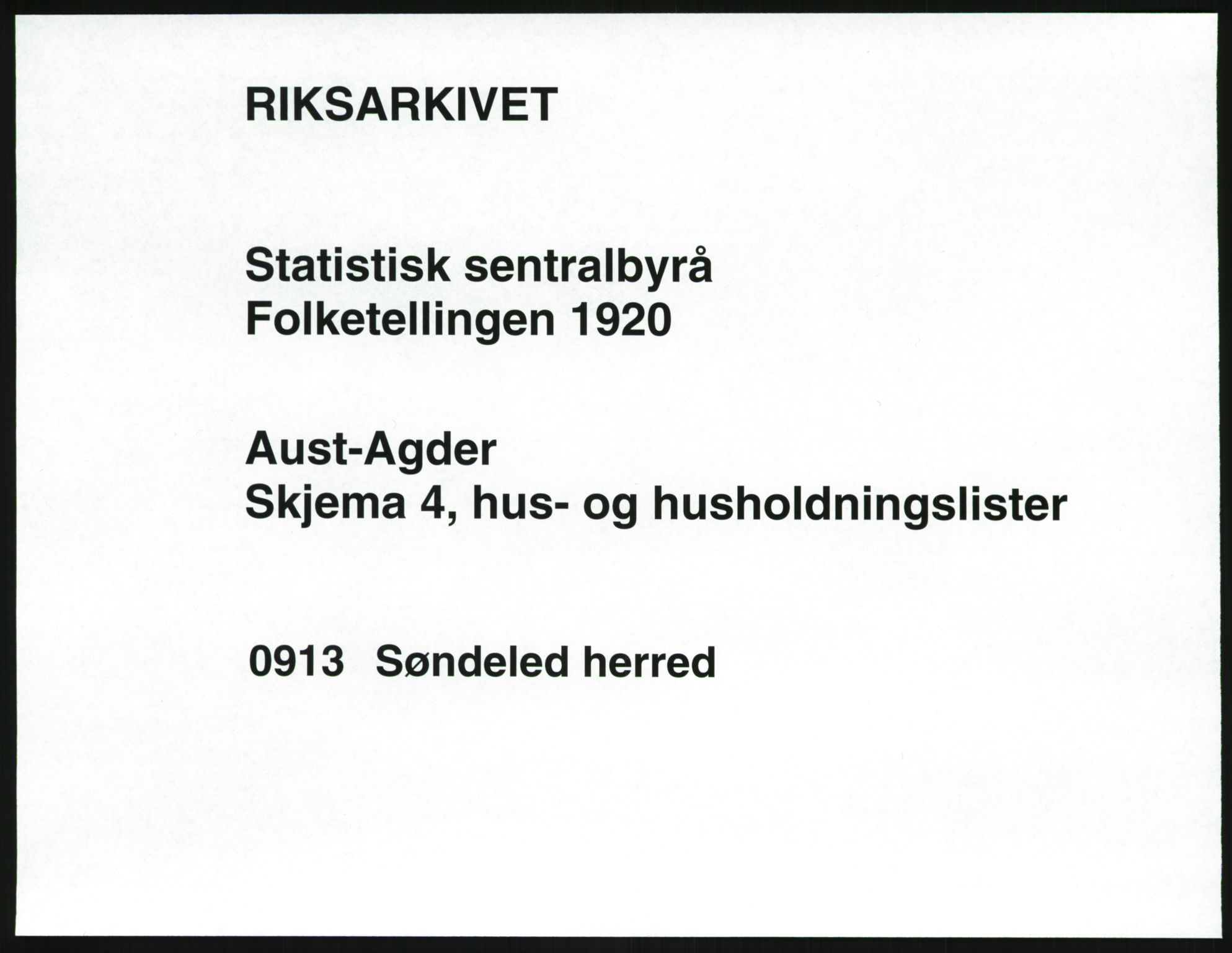 SAK, 1920 census for Søndeled, 1920, p. 57