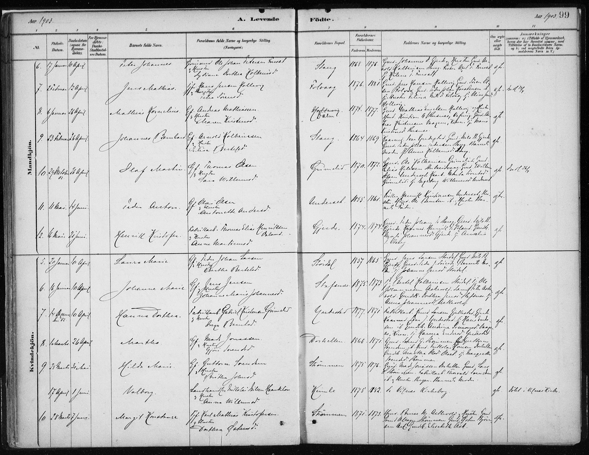 Askvoll sokneprestembete, AV/SAB-A-79501/H/Haa/Haab/L0002: Parish register (official) no. B 2, 1879-1909, p. 99