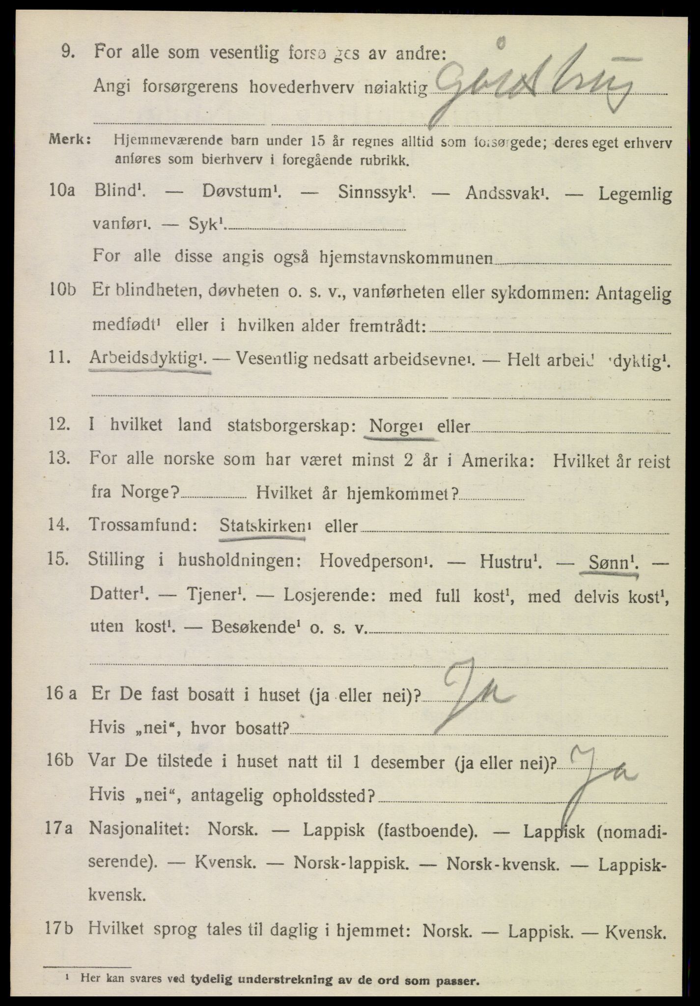 SAT, 1920 census for Meløy, 1920, p. 3442