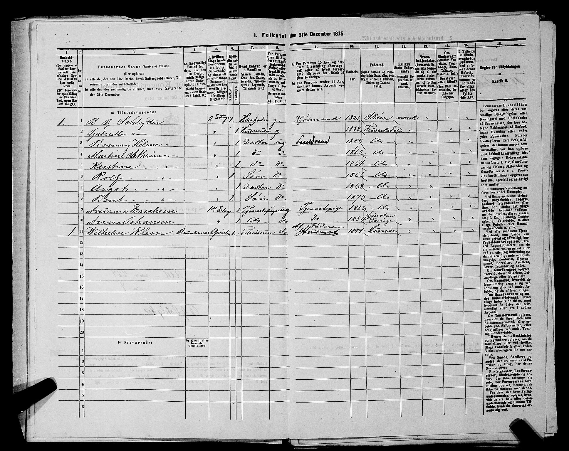 RA, 1875 census for 0101P Fredrikshald, 1875, p. 245