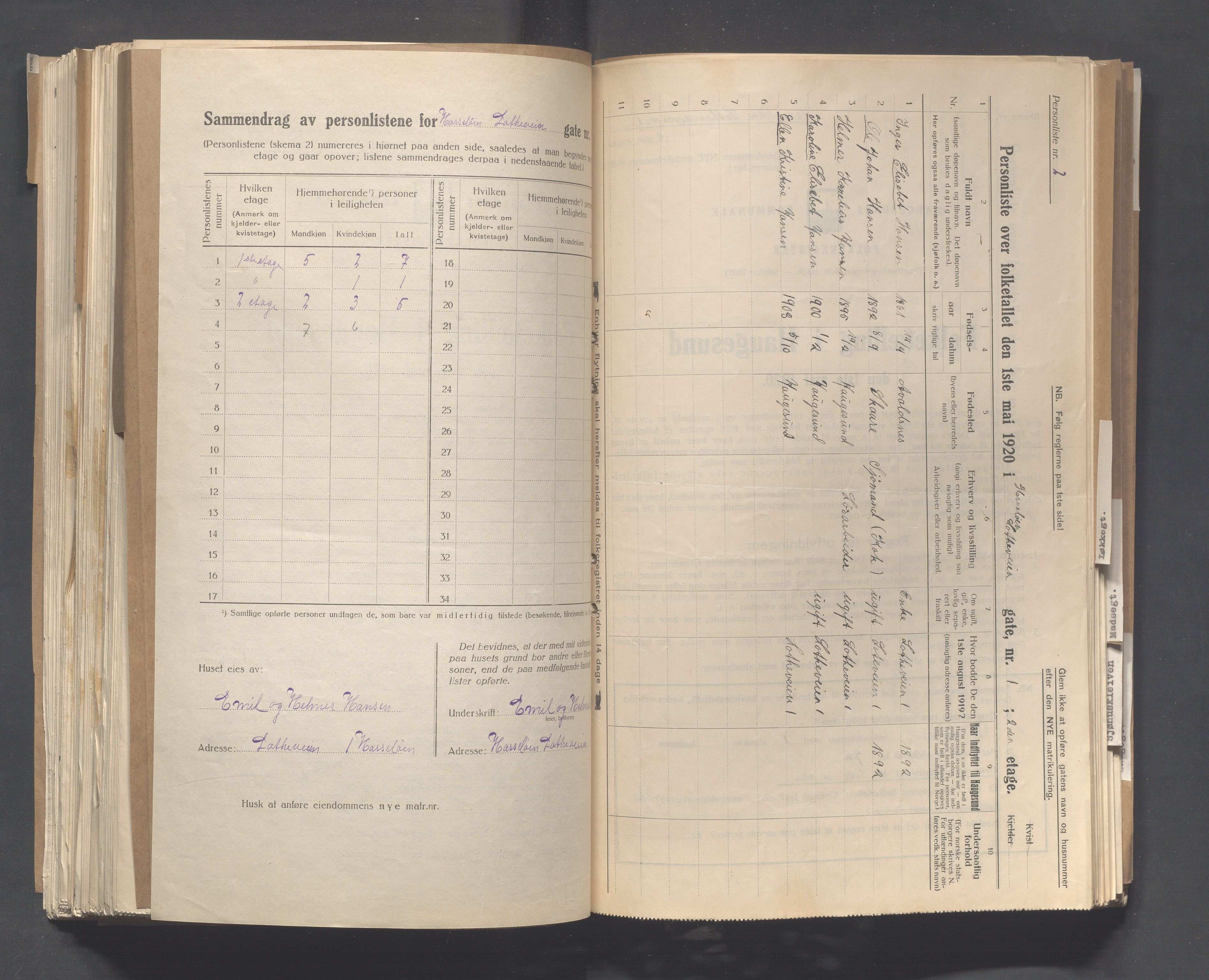 IKAR, Local census 1.5.1920 for Haugesund, 1920, p. 6187