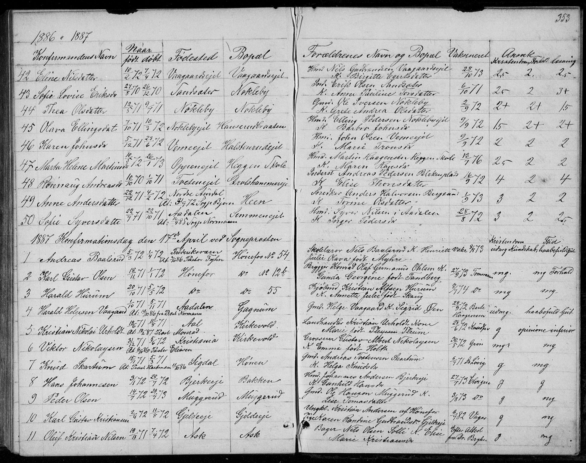 Norderhov kirkebøker, AV/SAKO-A-237/G/Ga/L0007: Parish register (copy) no. I 7, 1877-1887, p. 353