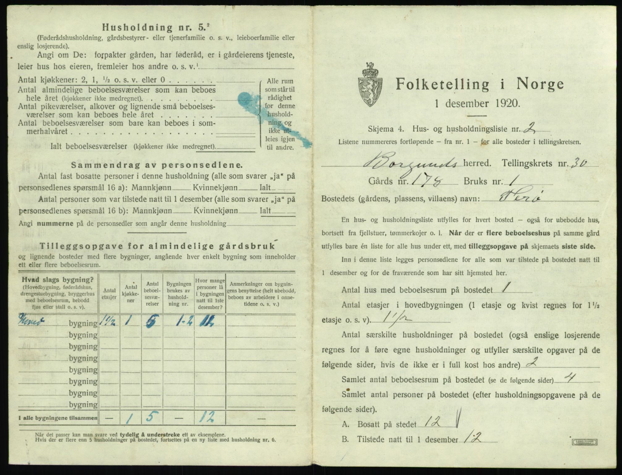 SAT, 1920 census for Borgund, 1920, p. 2376