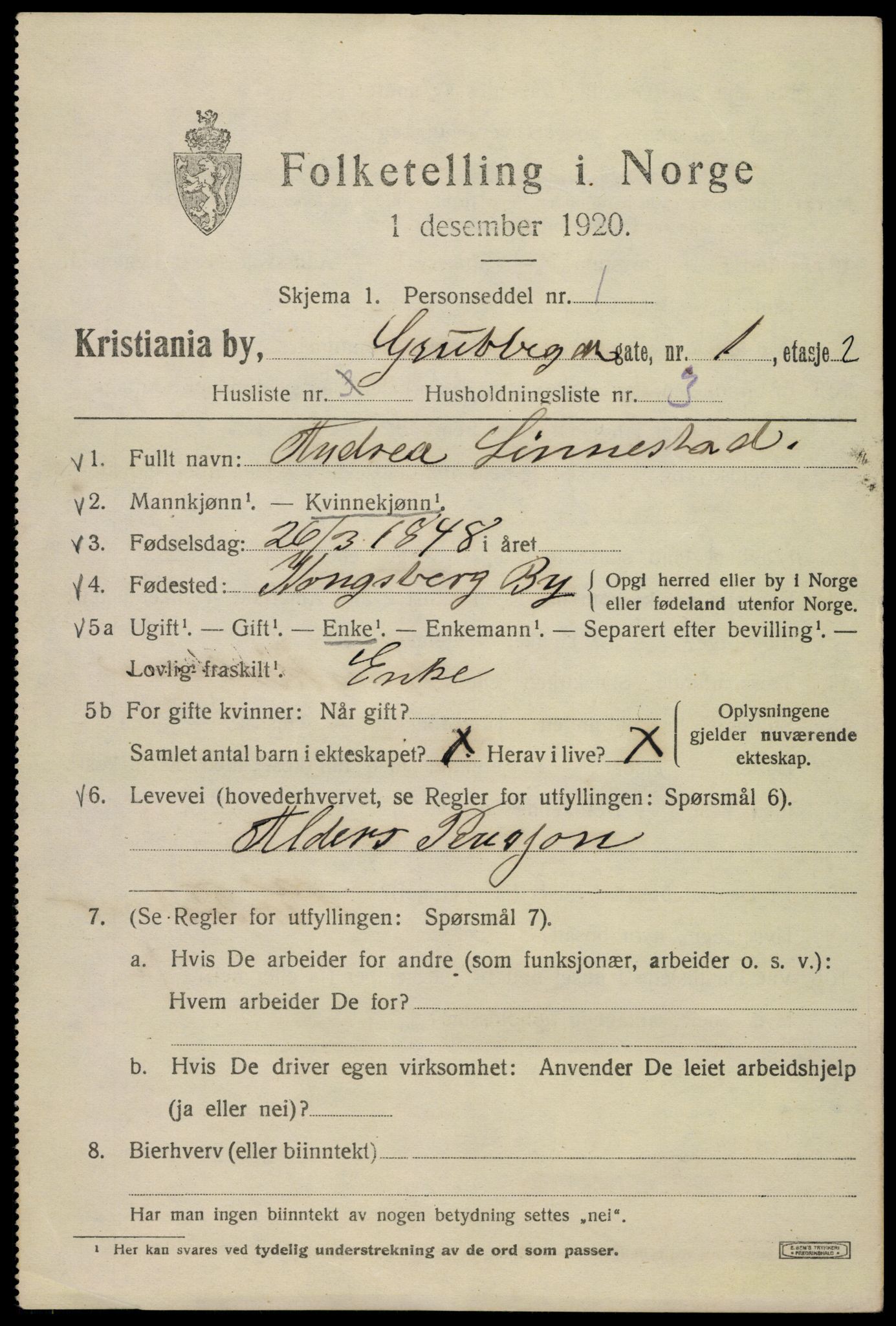SAO, 1920 census for Kristiania, 1920, p. 252431