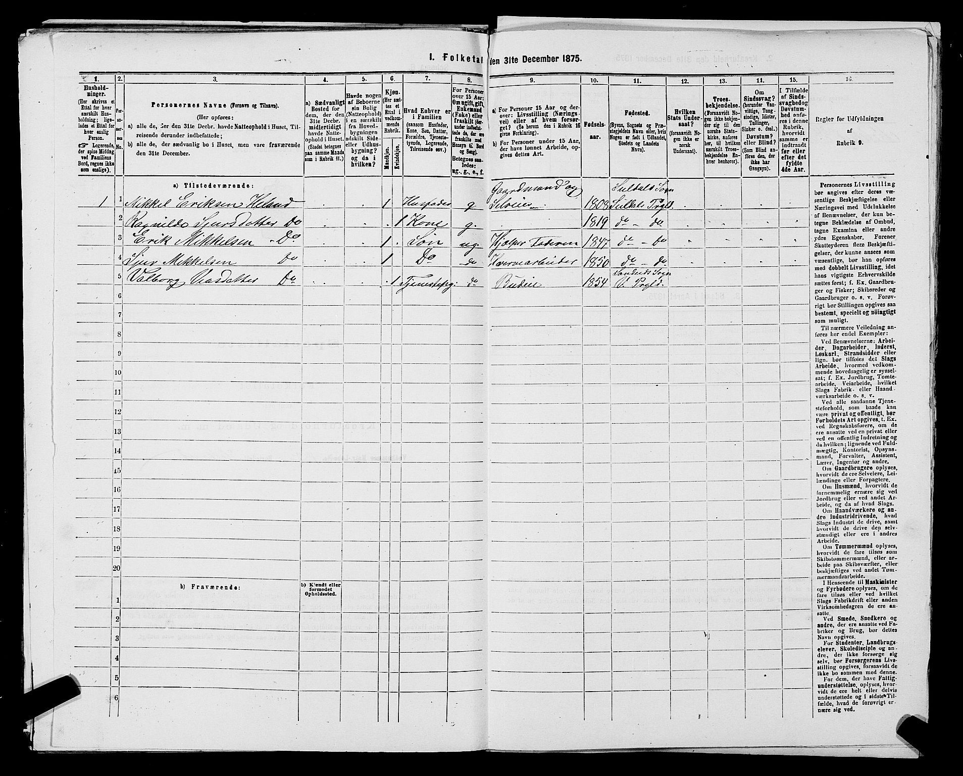 SAST, 1875 census for 1157P Vikedal, 1875, p. 114