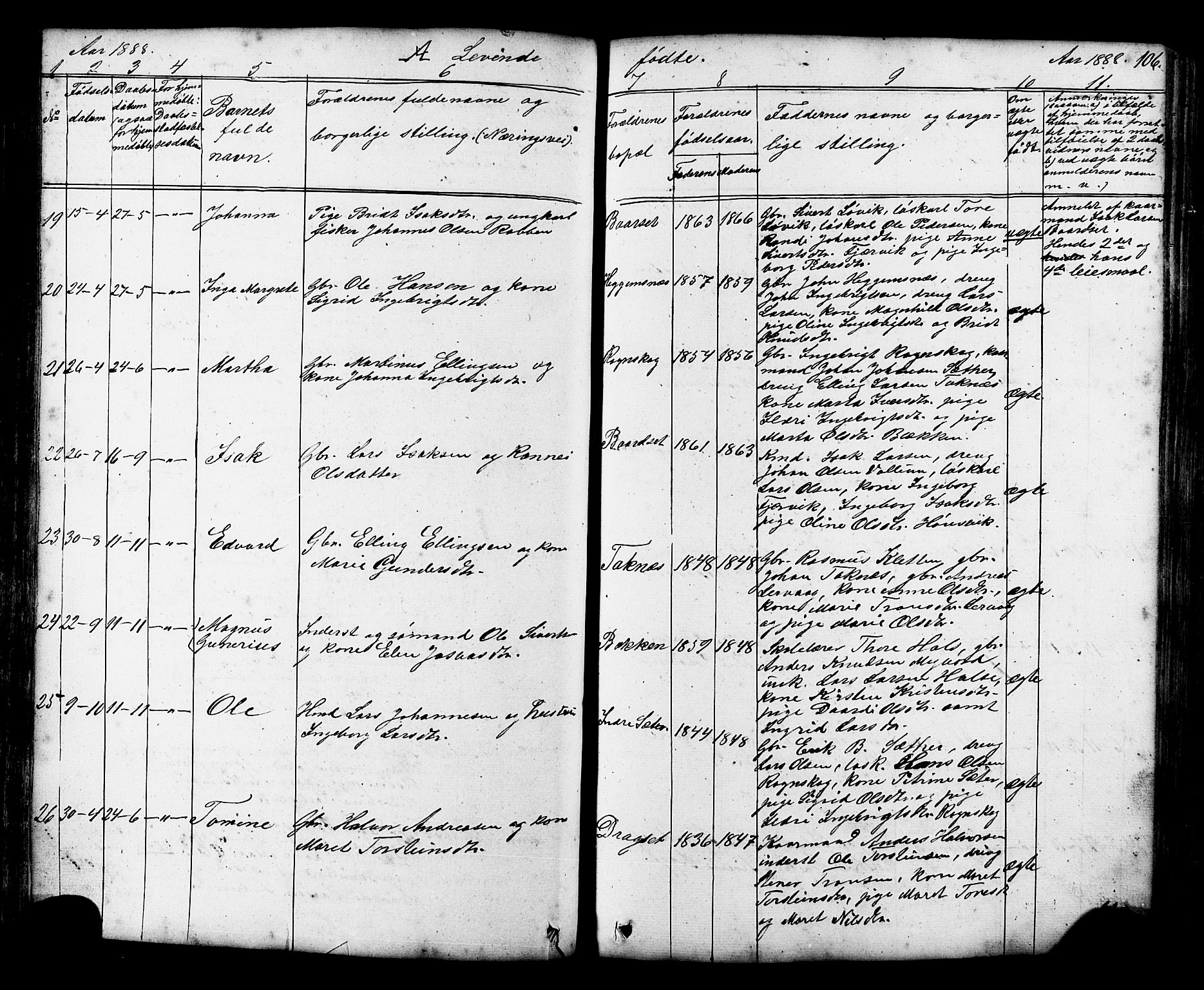 Ministerialprotokoller, klokkerbøker og fødselsregistre - Møre og Romsdal, AV/SAT-A-1454/576/L0890: Parish register (copy) no. 576C01, 1837-1908, p. 106