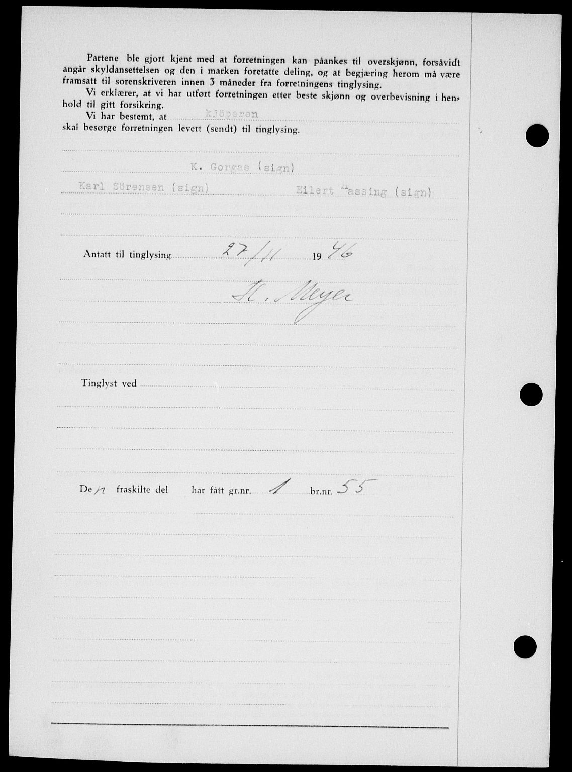 Onsøy sorenskriveri, SAO/A-10474/G/Ga/Gab/L0018: Mortgage book no. II A-18, 1946-1947, Diary no: : 3040/1946