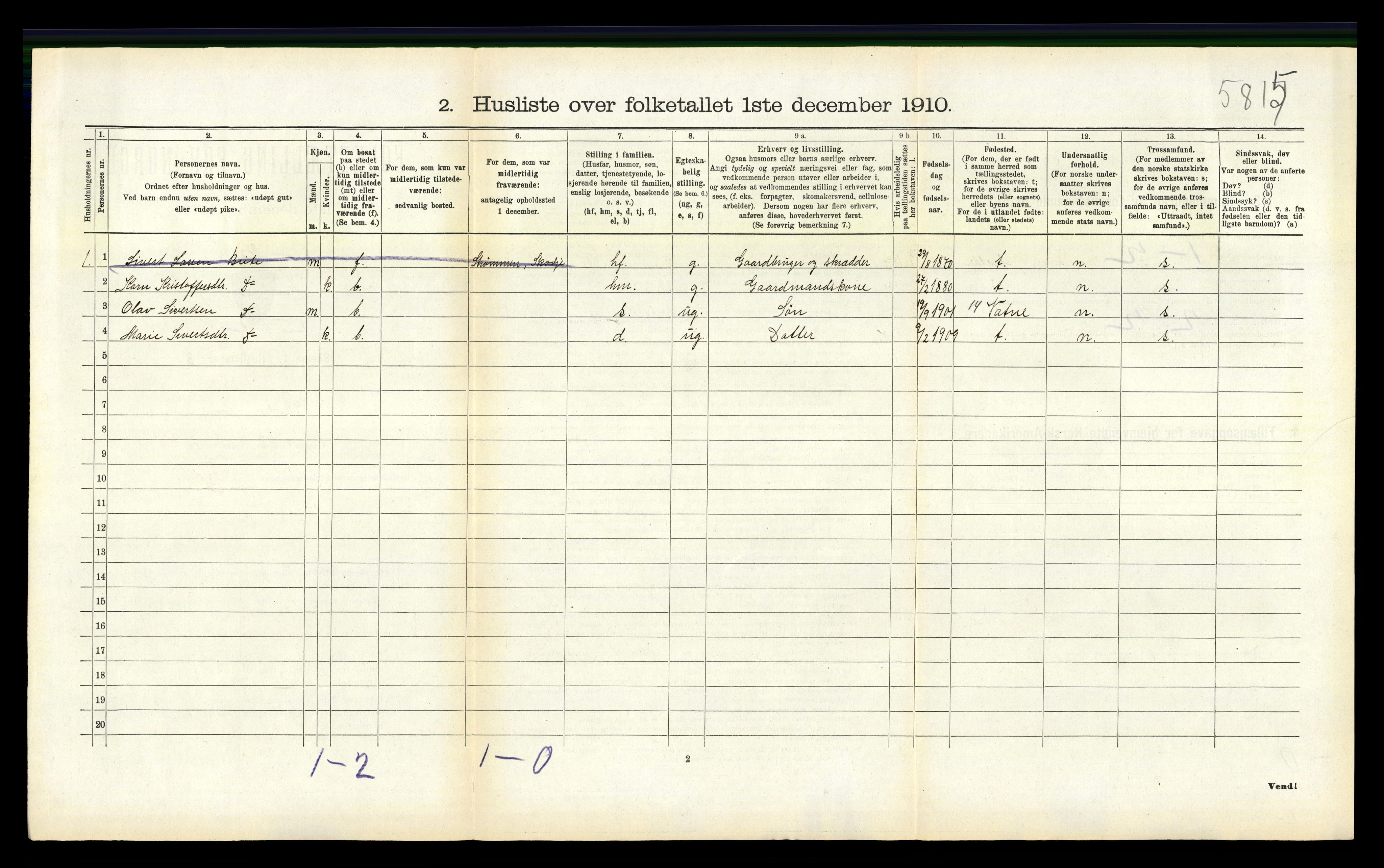 RA, 1910 census for Skodje, 1910, p. 330