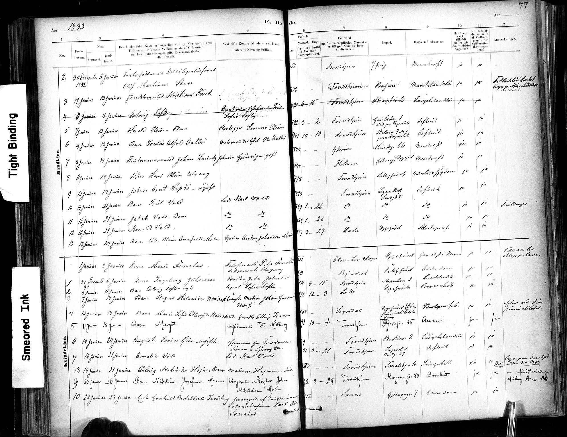 Ministerialprotokoller, klokkerbøker og fødselsregistre - Sør-Trøndelag, AV/SAT-A-1456/602/L0120: Parish register (official) no. 602A18, 1880-1913, p. 77