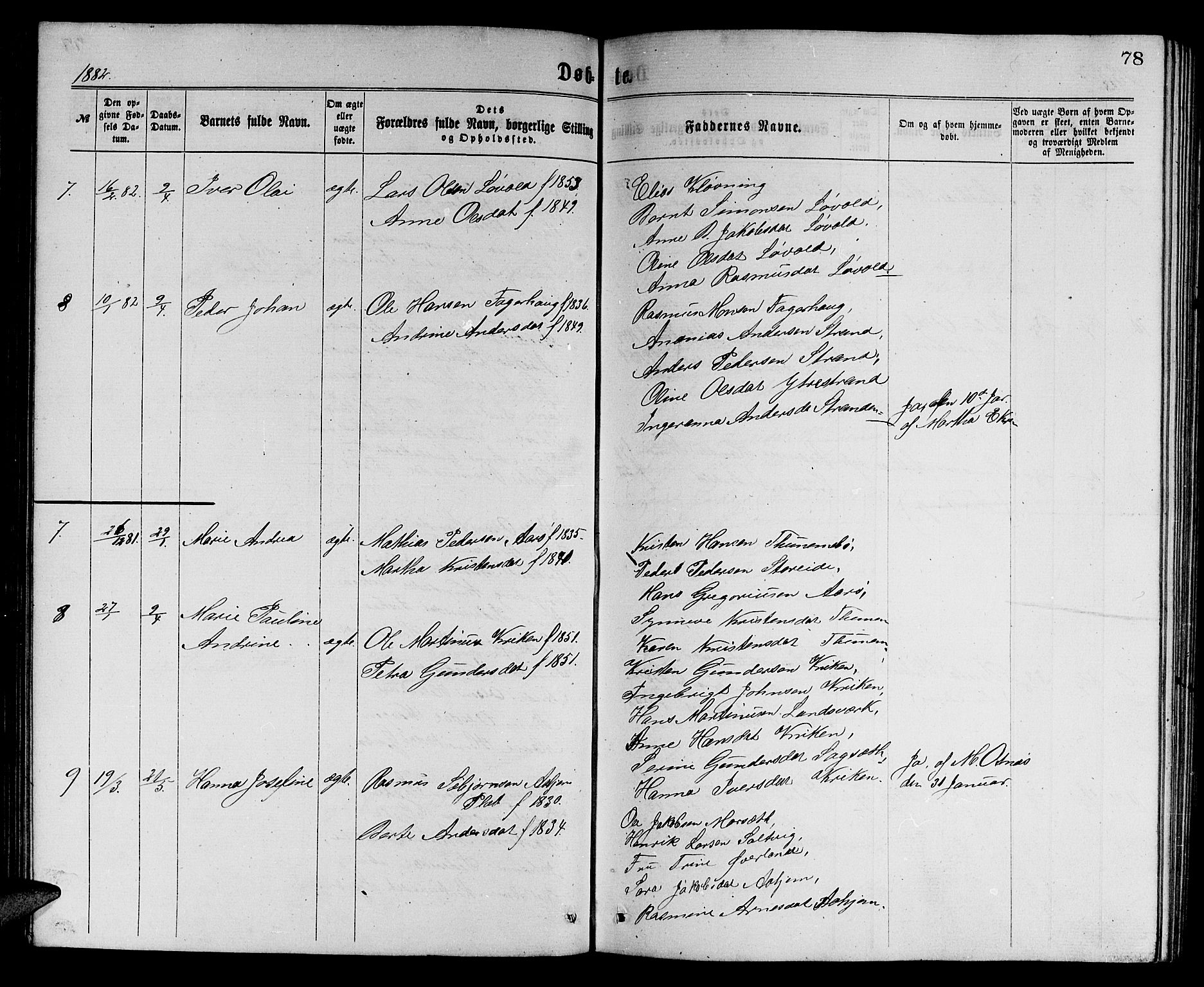 Ministerialprotokoller, klokkerbøker og fødselsregistre - Møre og Romsdal, SAT/A-1454/501/L0016: Parish register (copy) no. 501C02, 1868-1884, p. 78