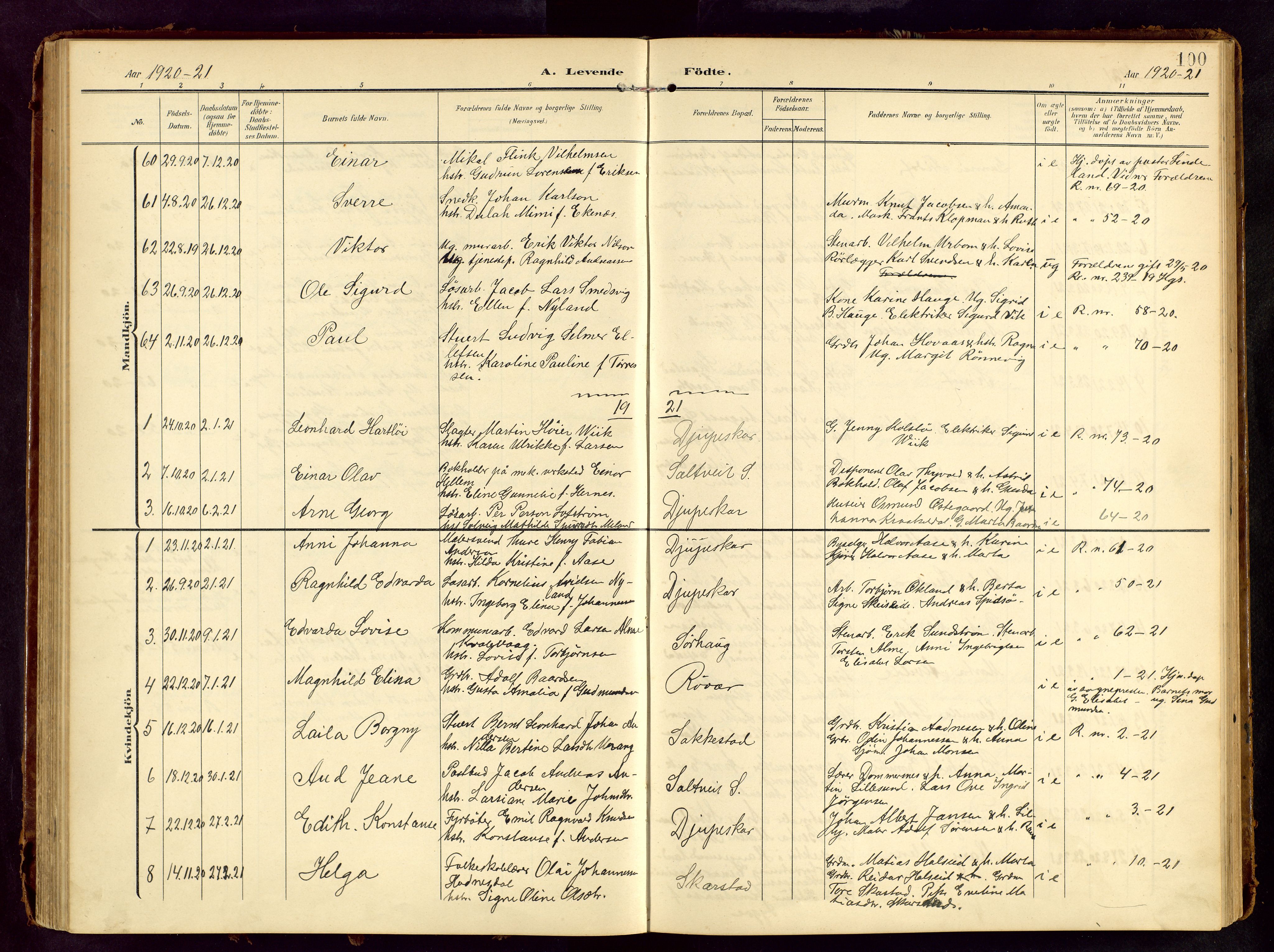Haugesund sokneprestkontor, SAST/A -101863/H/Ha/Hab/L0006: Parish register (copy) no. B 6, 1906-1944, p. 100