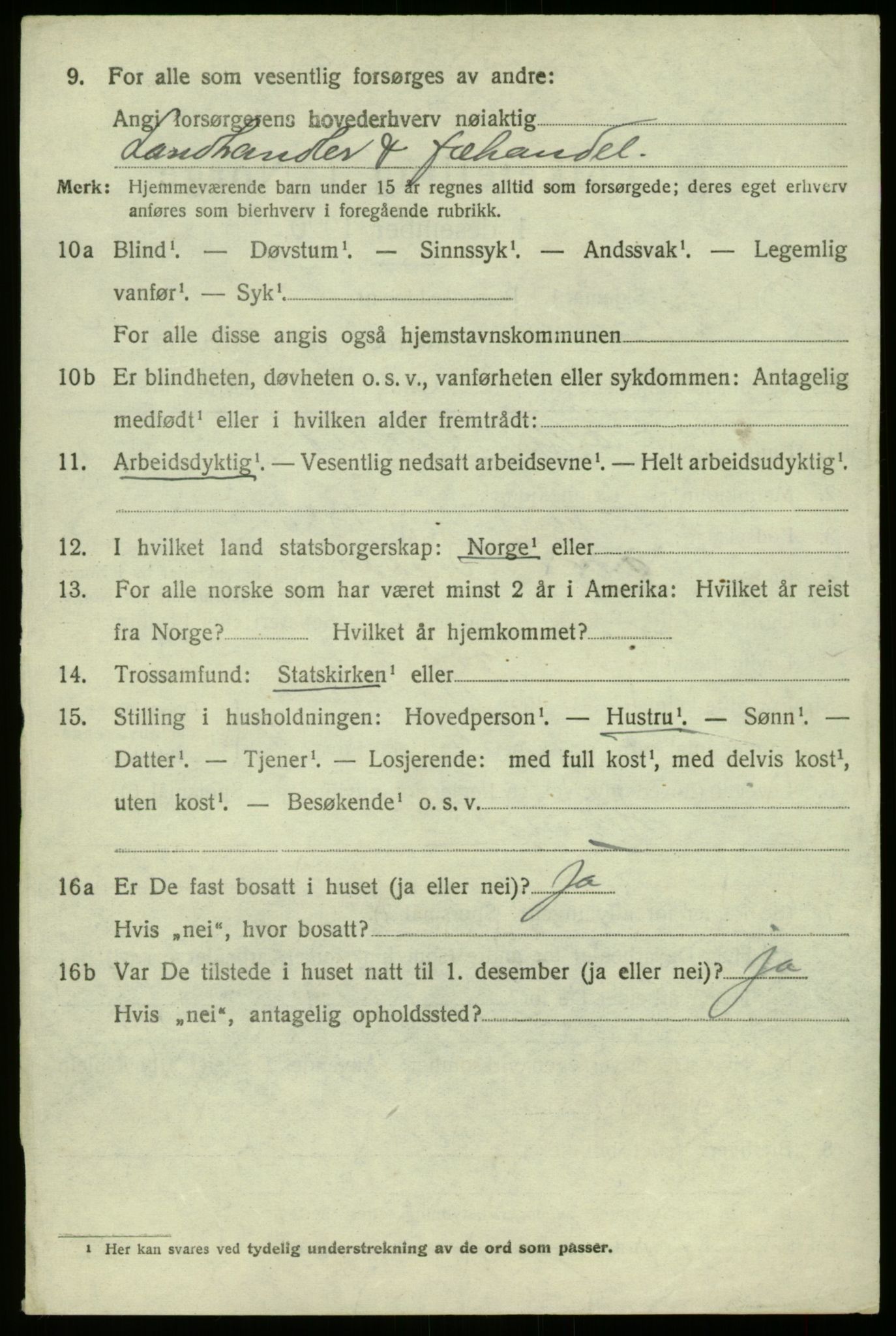 SAB, 1920 census for Hyllestad, 1920, p. 5097