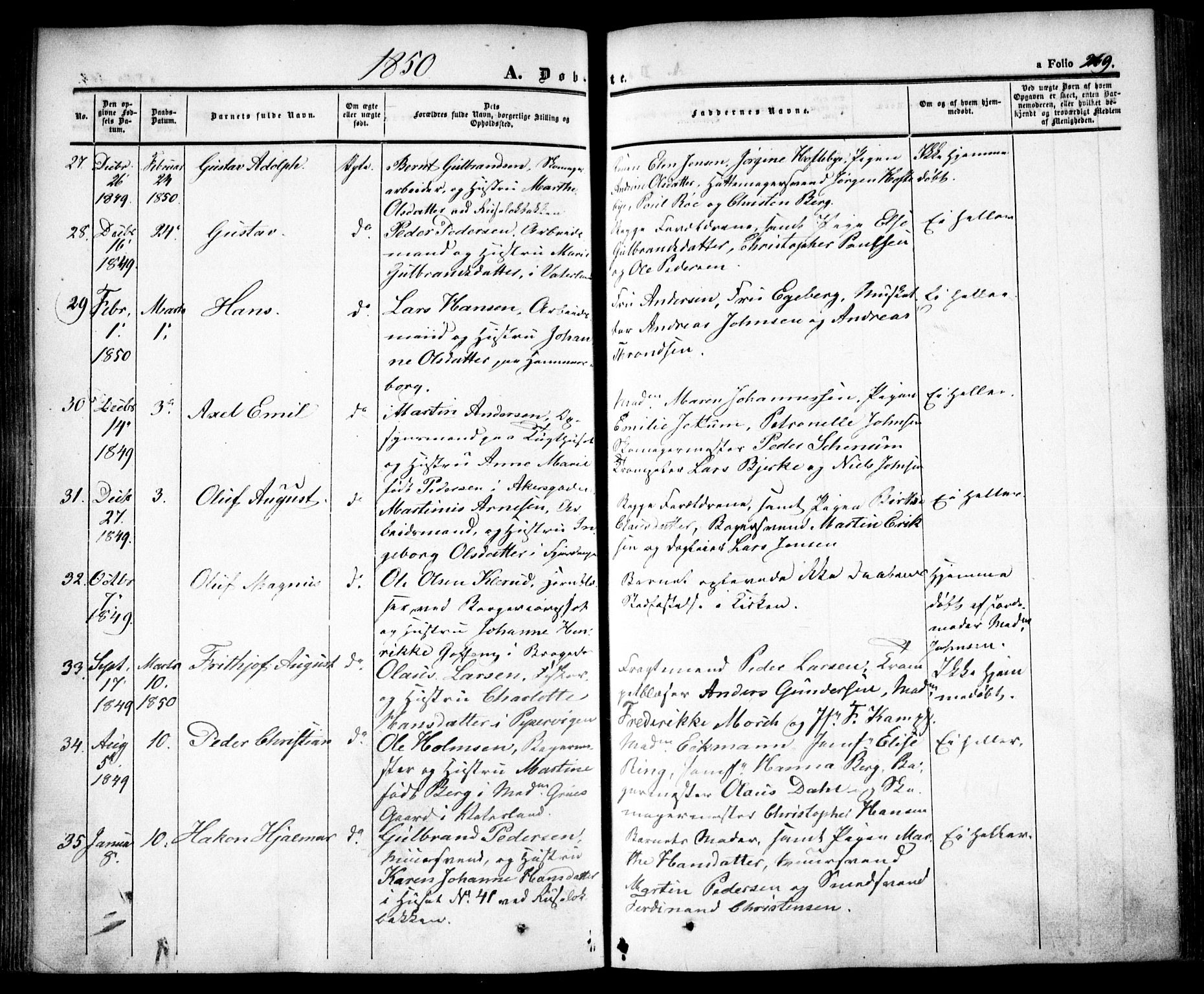 Oslo domkirke Kirkebøker, SAO/A-10752/F/Fa/L0013: Parish register (official) no. 13, 1844-1864, p. 269