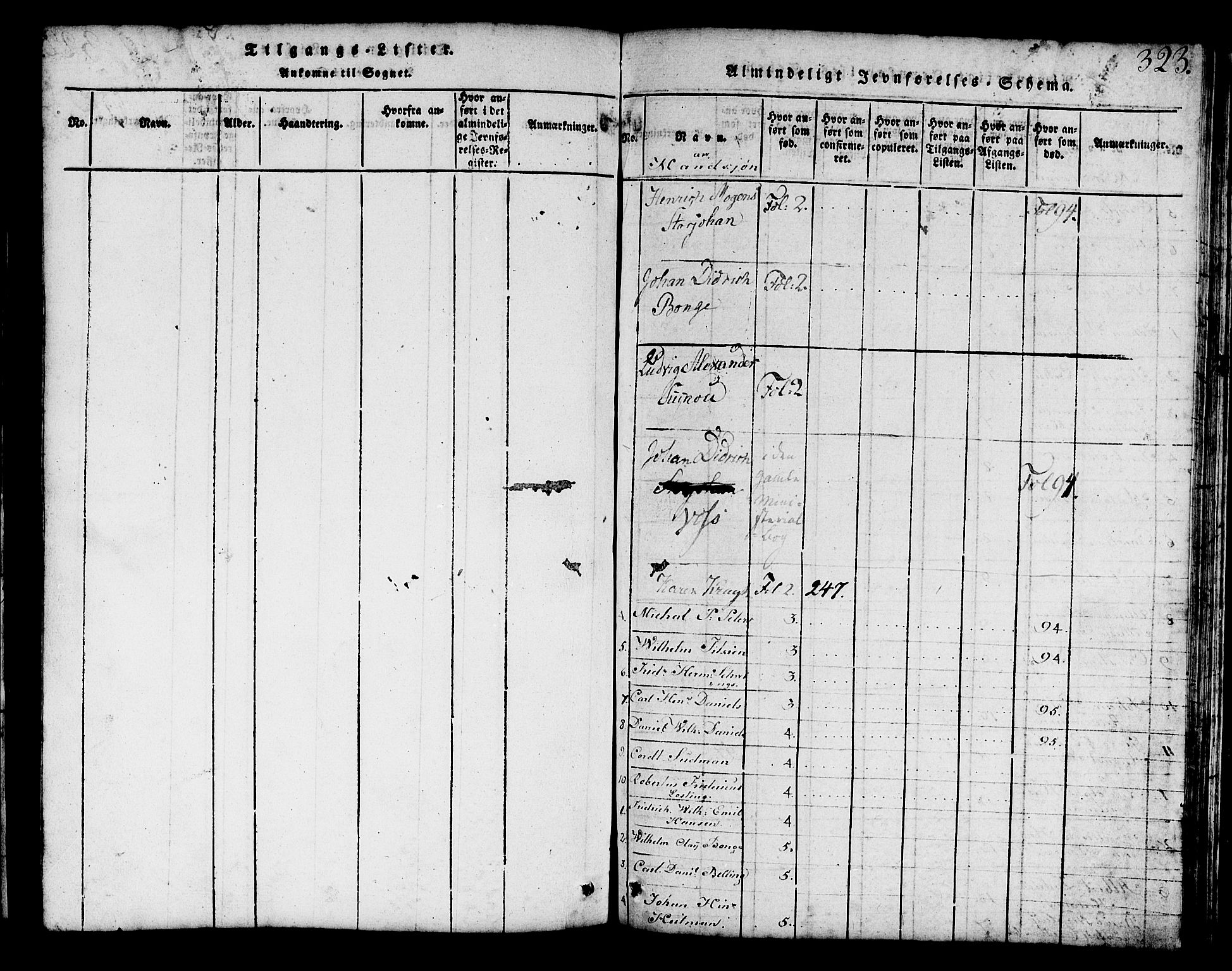 Mariakirken Sokneprestembete, SAB/A-76901/H/Hab/L0001: Parish register (copy) no. A 1, 1815-1846, p. 323